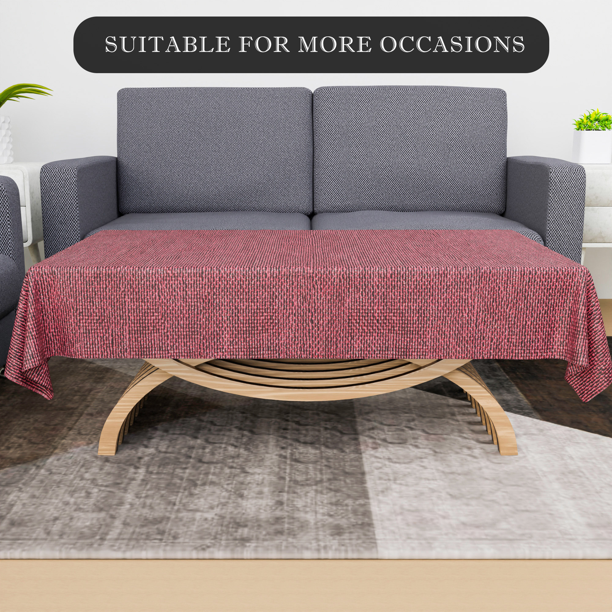 Kuber Industries Center Table Cover  40x60 Inch  4 Seater Kitchen Table Cloth  Jute Fabric Table Cloth  Tabletop Cover  Tea Table Cover  Decorative Table Cover  Study Table Cloth  Maroon