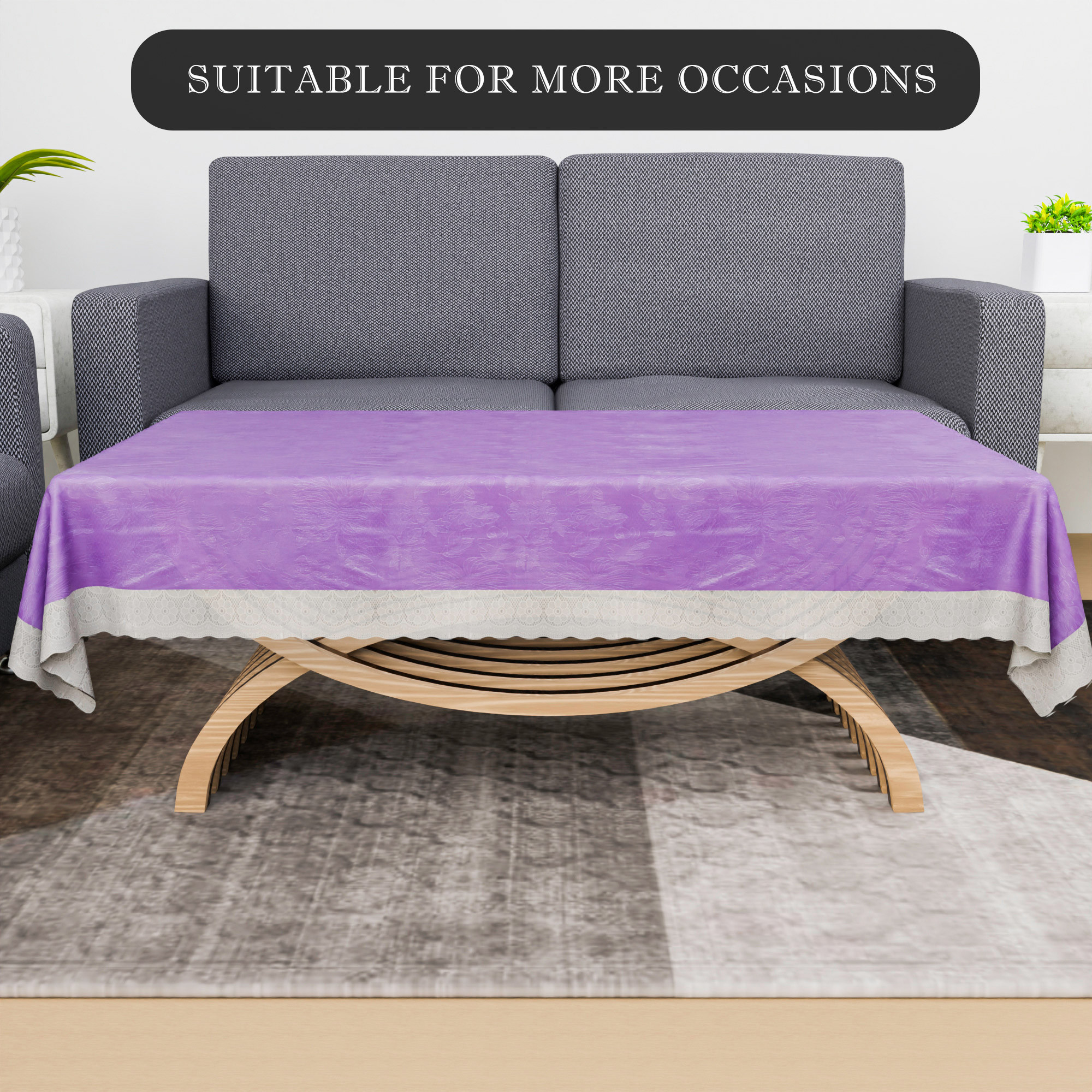 Kuber Industries Center Table Cover  40x60 Inch  4 Seater Kitchen Table Cloth  PVC Table Cloth  Tabletop Cover  Tea Table Cover  Decorative Table Cover  Self Design  Purple