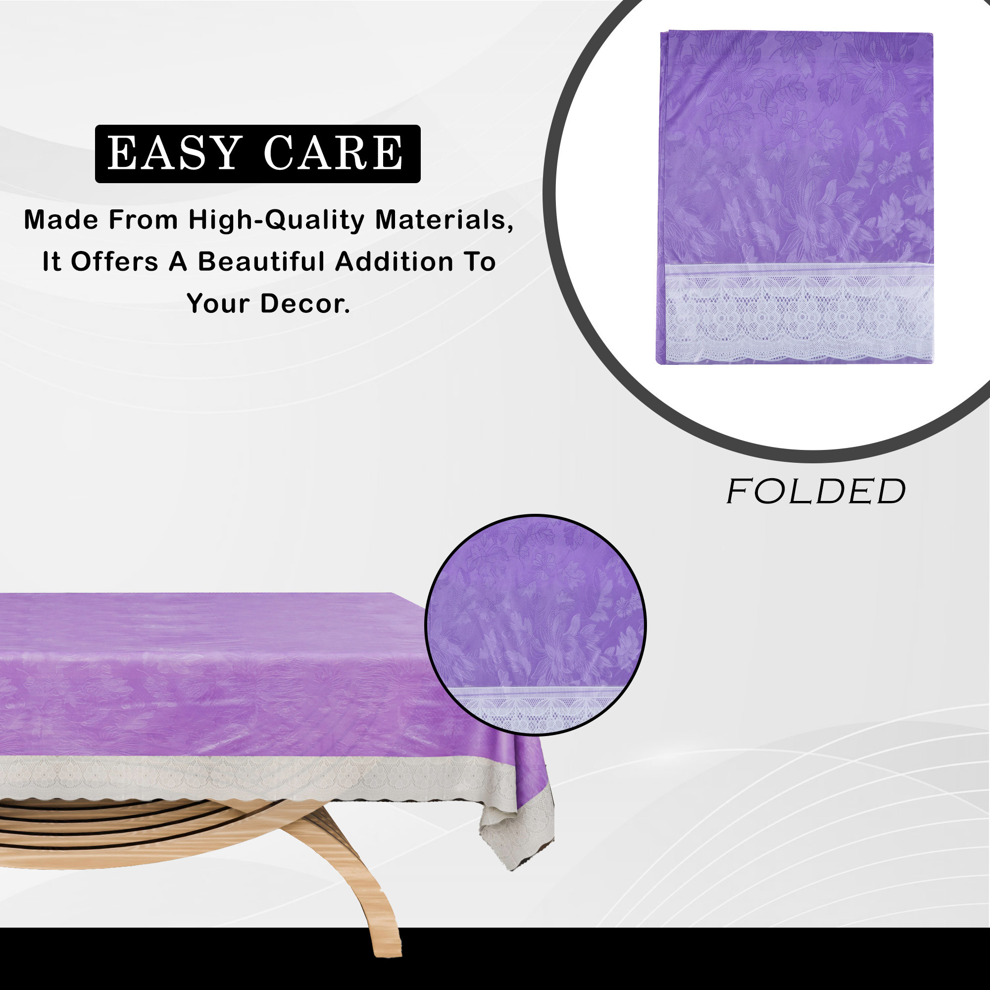 Kuber Industries Center Table Cover  40x60 Inch  4 Seater Kitchen Table Cloth  PVC Table Cloth  Tabletop Cover  Tea Table Cover  Decorative Table Cover  Self Design  Purple