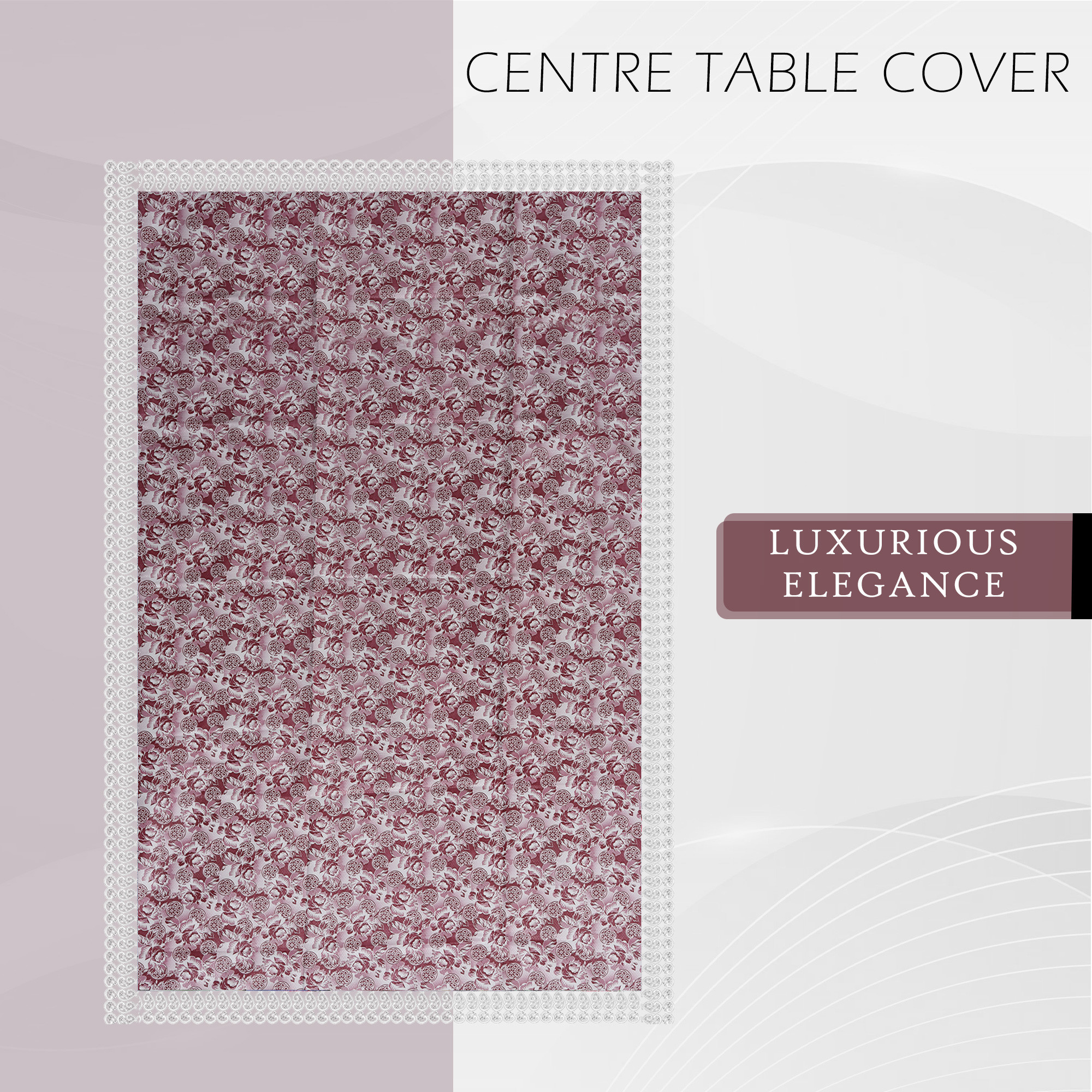 Kuber Industries Center Table Cover  40x60 Inch  4 Seater Kitchen Table Cloth  PVC Table Cloth  Tea Table Cover  Tabletop Cover  Decorative Table Cover  Barik Flower  Maroon