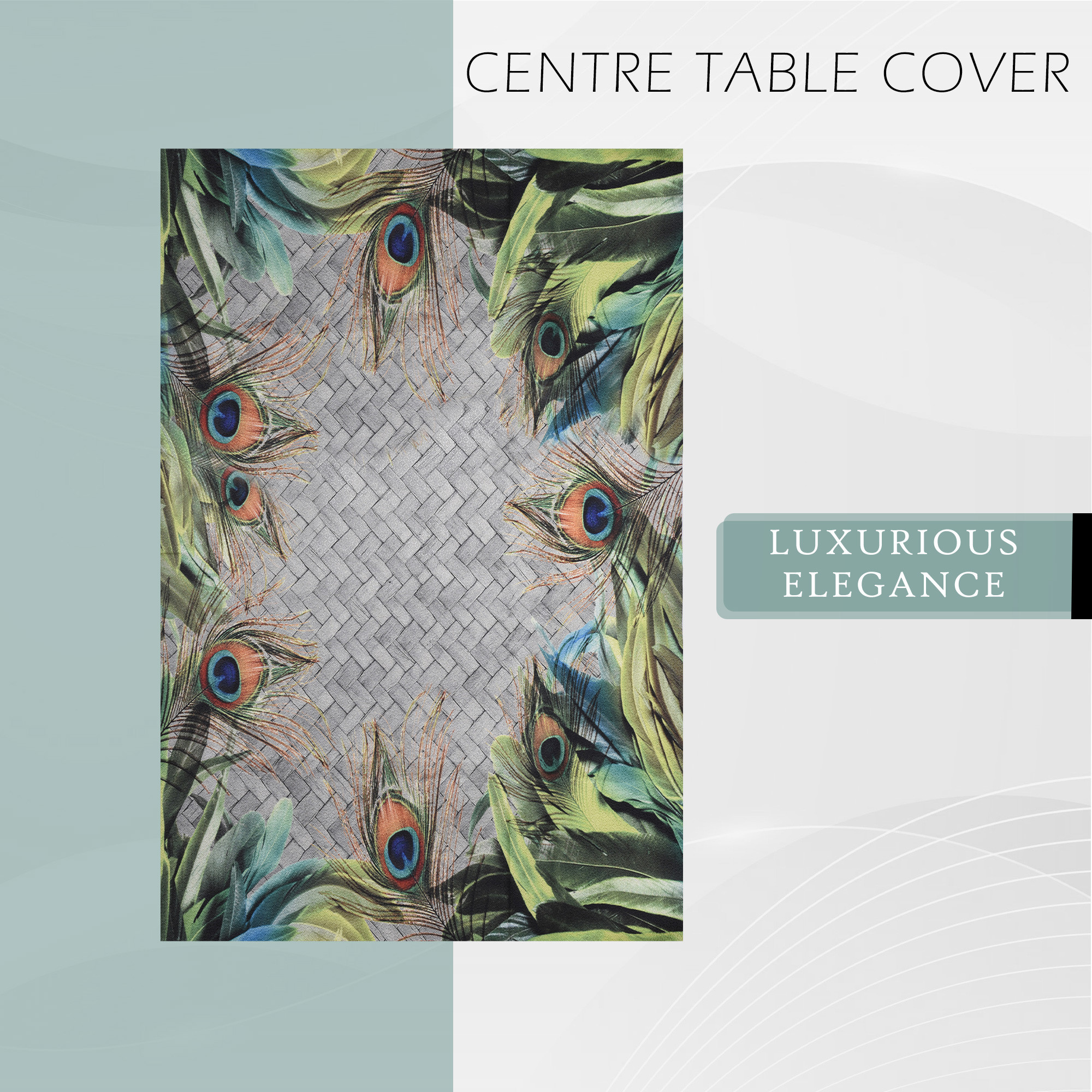 Kuber Industries Center Table Cover  40x60 Inch  4 Seater Kitchen Table Cloth  Tabletop Cover  Cotton Table Cloth  Decorative Table Cover  Tea Table Cover  Mor Pankh Print  Green