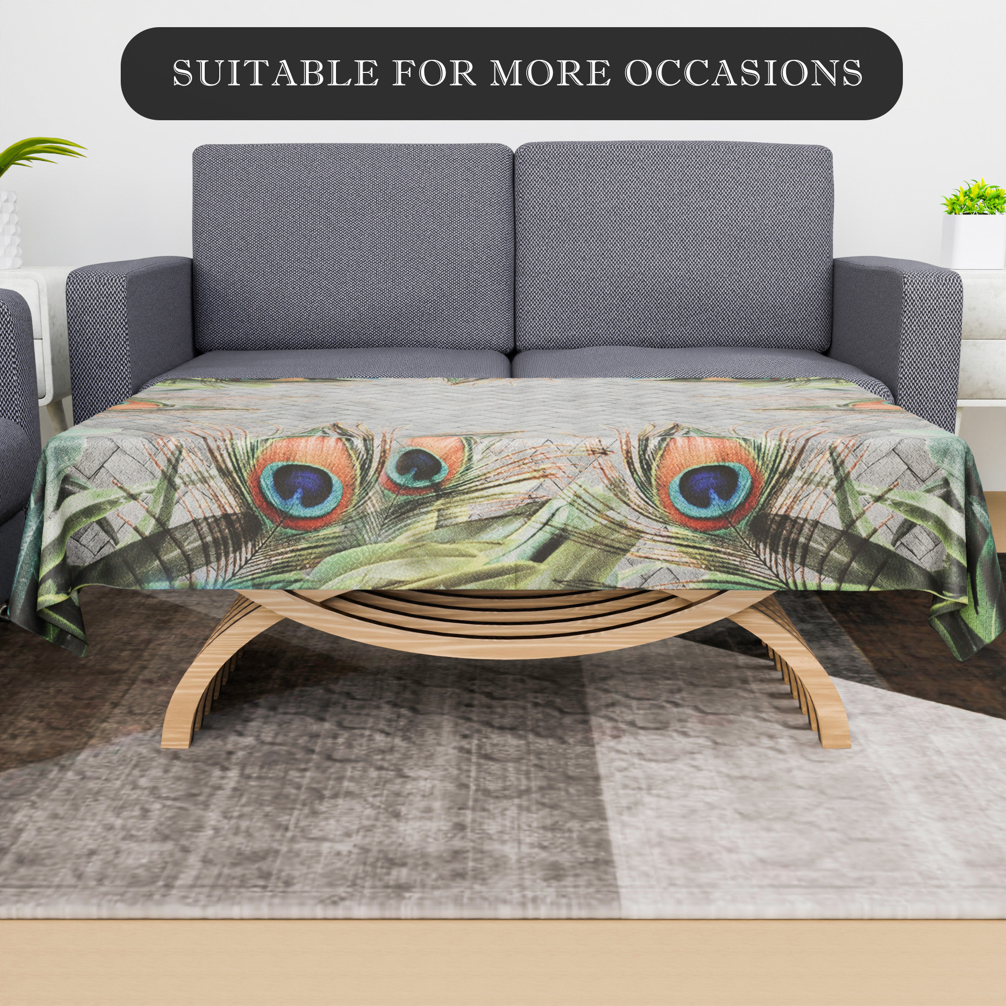 Kuber Industries Center Table Cover  40x60 Inch  4 Seater Kitchen Table Cloth  Tabletop Cover  Cotton Table Cloth  Decorative Table Cover  Tea Table Cover  Mor Pankh Print  Green