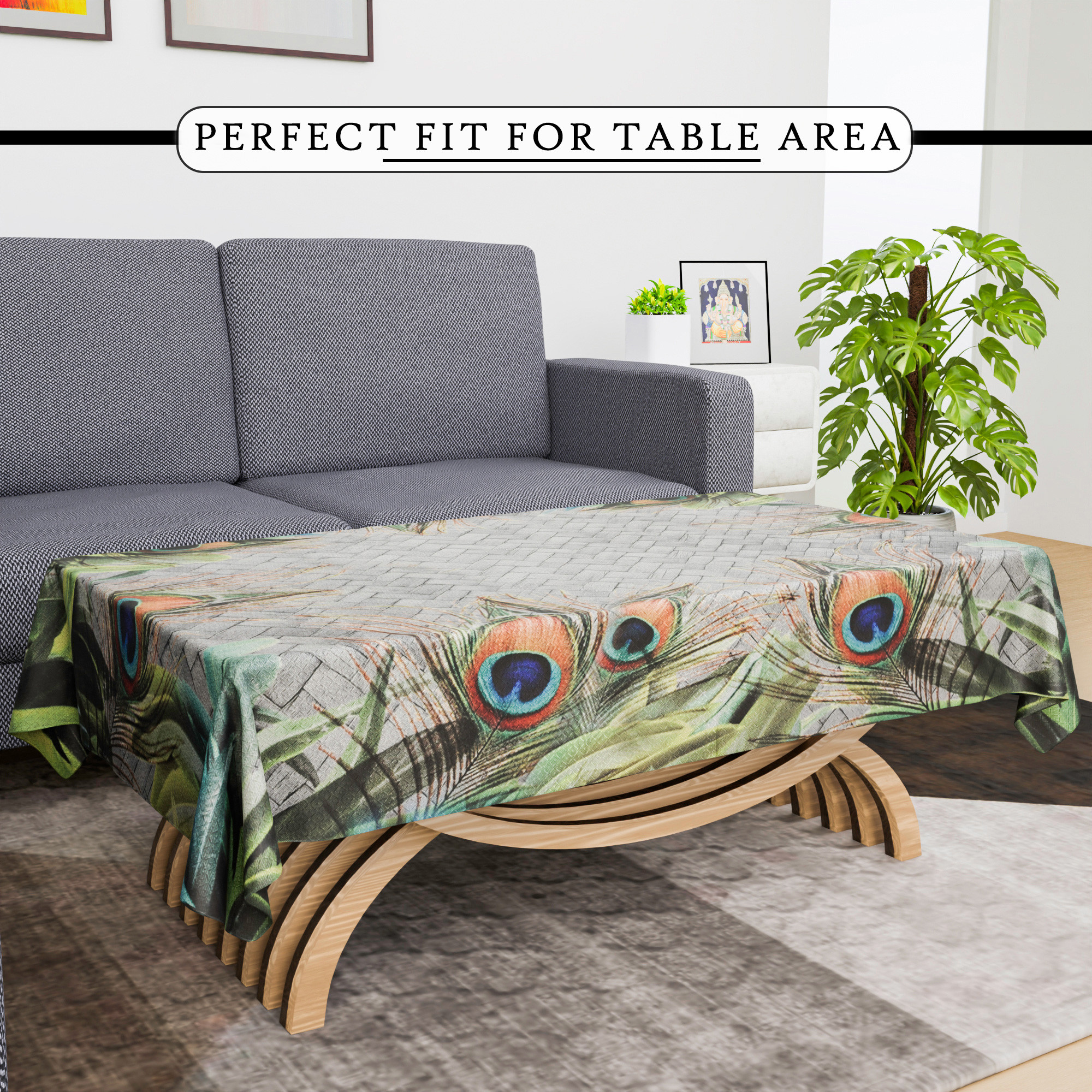 Kuber Industries Center Table Cover  40x60 Inch  4 Seater Kitchen Table Cloth  Tabletop Cover  Cotton Table Cloth  Decorative Table Cover  Tea Table Cover  Mor Pankh Print  Green