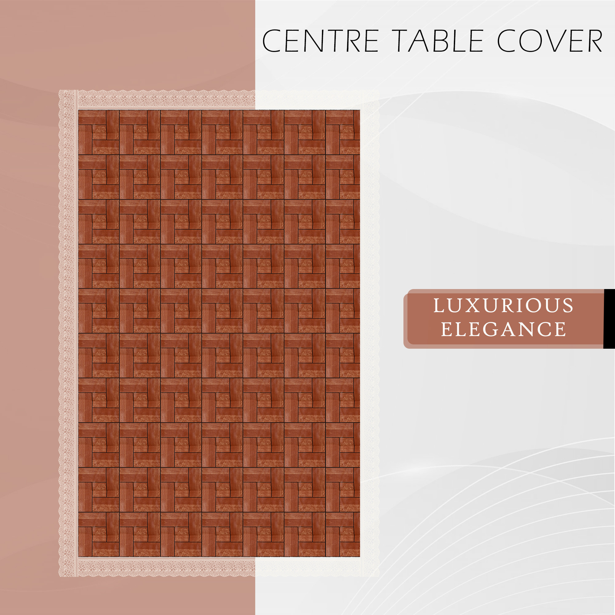 Kuber Industries Center Table Cover  40x60 Inch  4 Seater Kitchen Table Cloth  Tabletop Cover  PVC Table Cloth  Decorative Table Cover  Tea Table Cover  Wooden Check Design  Brown