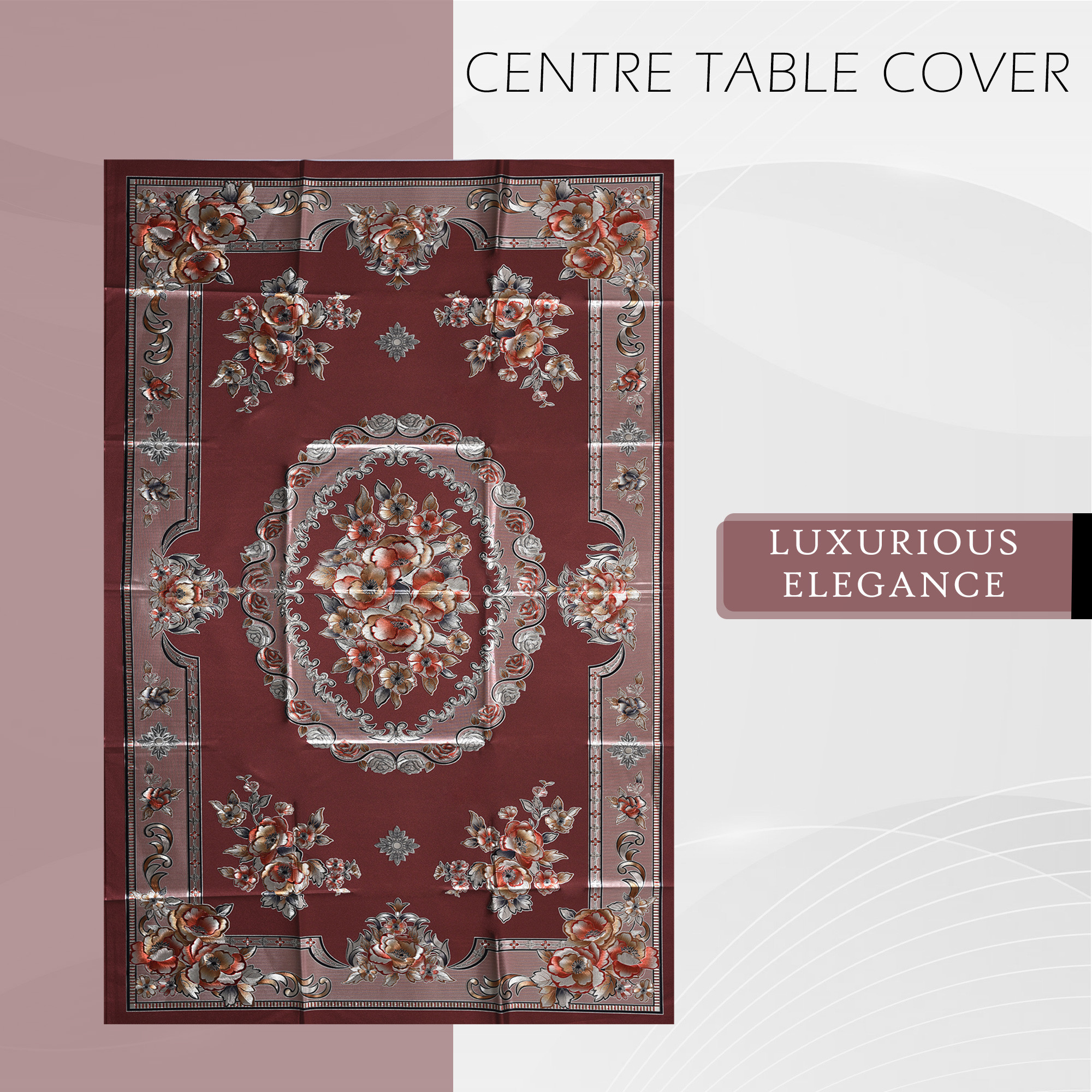 Kuber Industries Center Table Cover  40x60 Inch  4 Seater Kitchen Table Cloth  Tabletop Cover  Tea Table Cover  PVC Table Cloth  Decorative Table Cover  Shining Design  Maroon