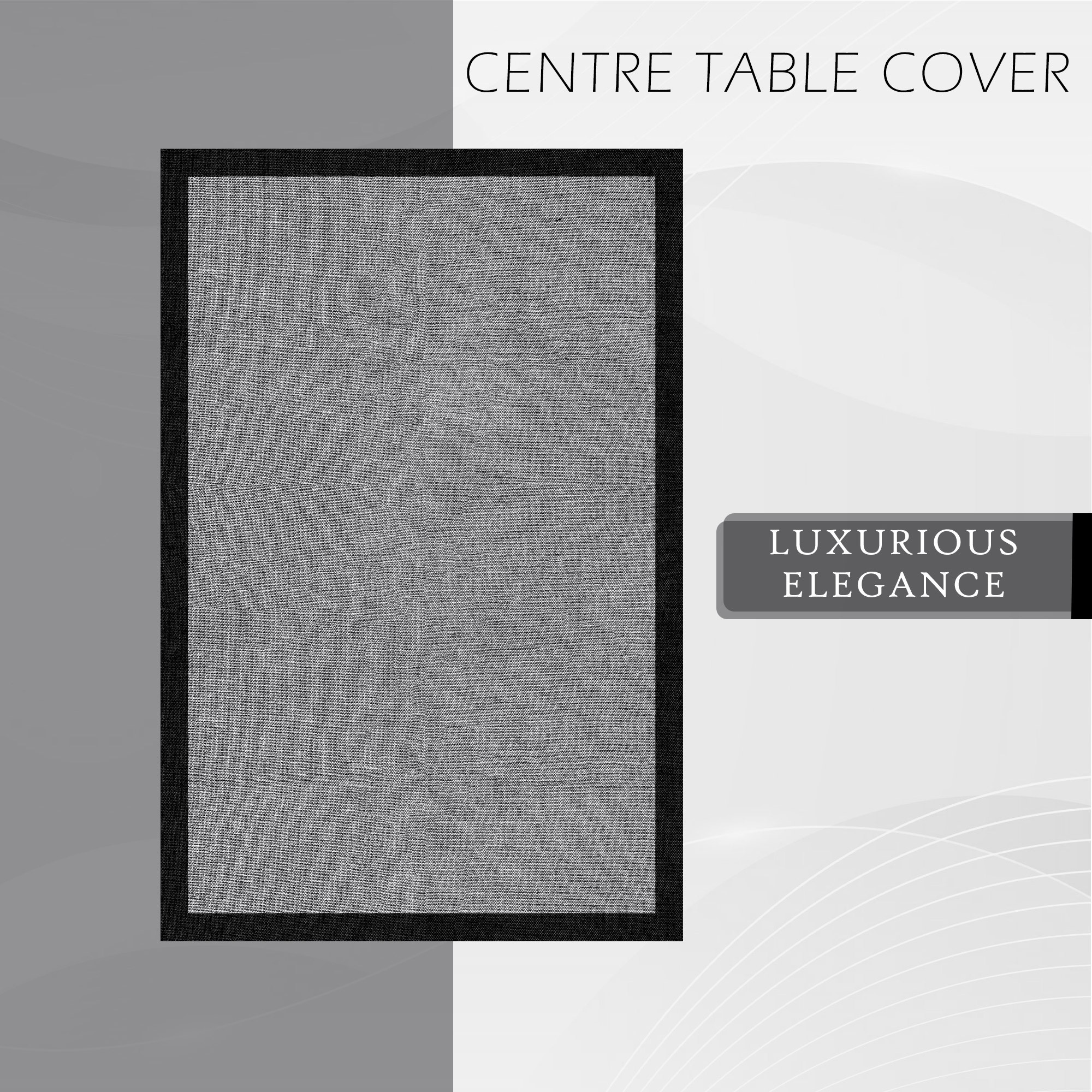 Kuber Industries Center Table Cover  40x60 Inch  4 Seater Kitchen Table Cloth  Tabletop Cover  Tea Table Cover  Decorative Table Cover  Jute Fabric Table Cloth  Plain Black Border  Grey
