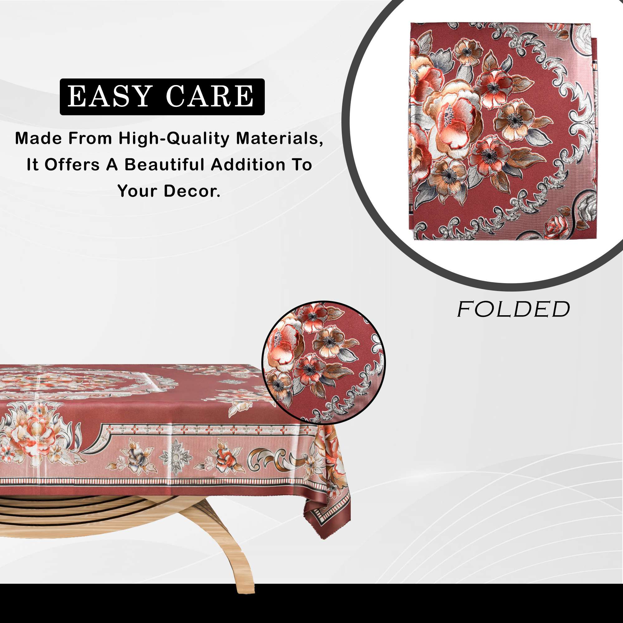 Kuber Industries Center Table Cover  40x60 Inch  4 Seater Kitchen Table Cloth  Tabletop Cover  Tea Table Cover  PVC Table Cloth  Decorative Table Cover  Shining Design  Maroon