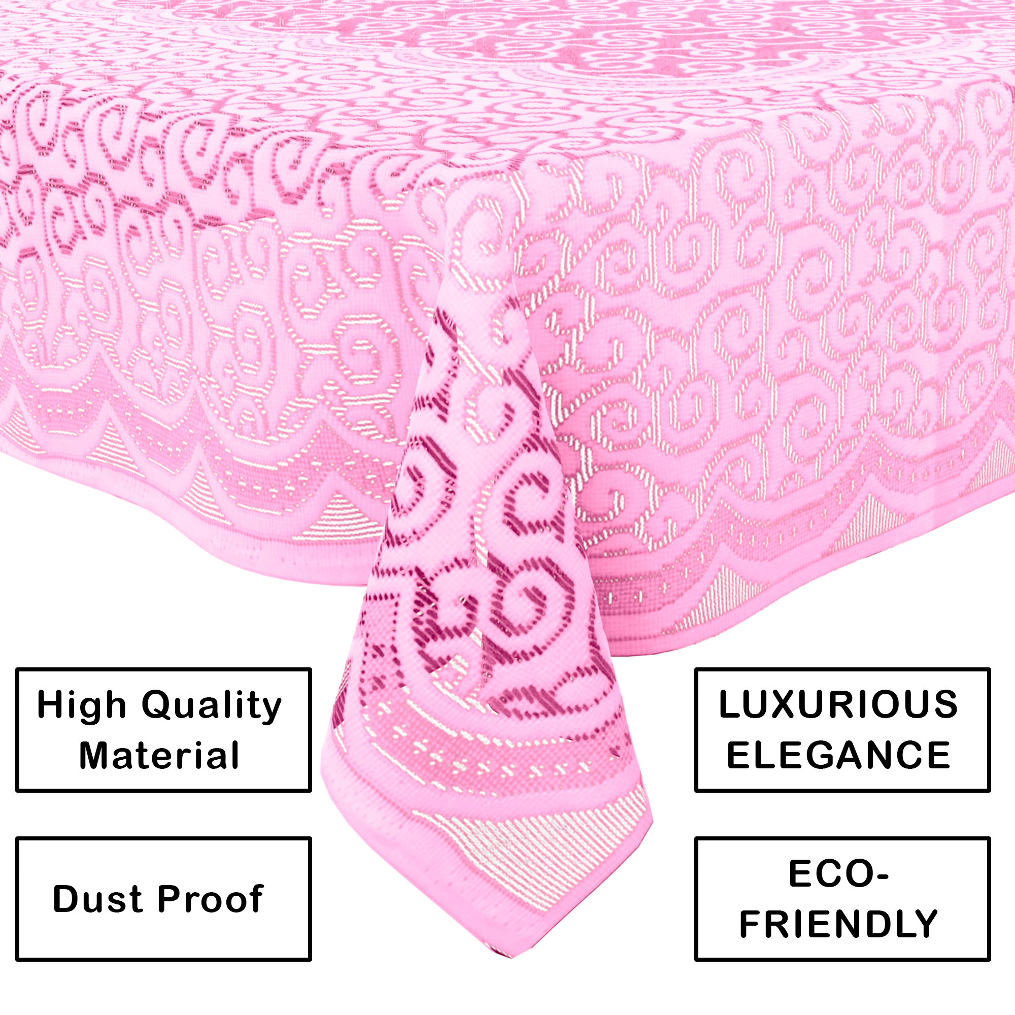 Kuber Industries Center Table Cover  40x60 Inch  4-Seater Tabe Cover  Net Table Cloth Cover  Coffee Table Cover  Table Protector Cover for Kitchen  Zig Zag Print  CTC  Pink