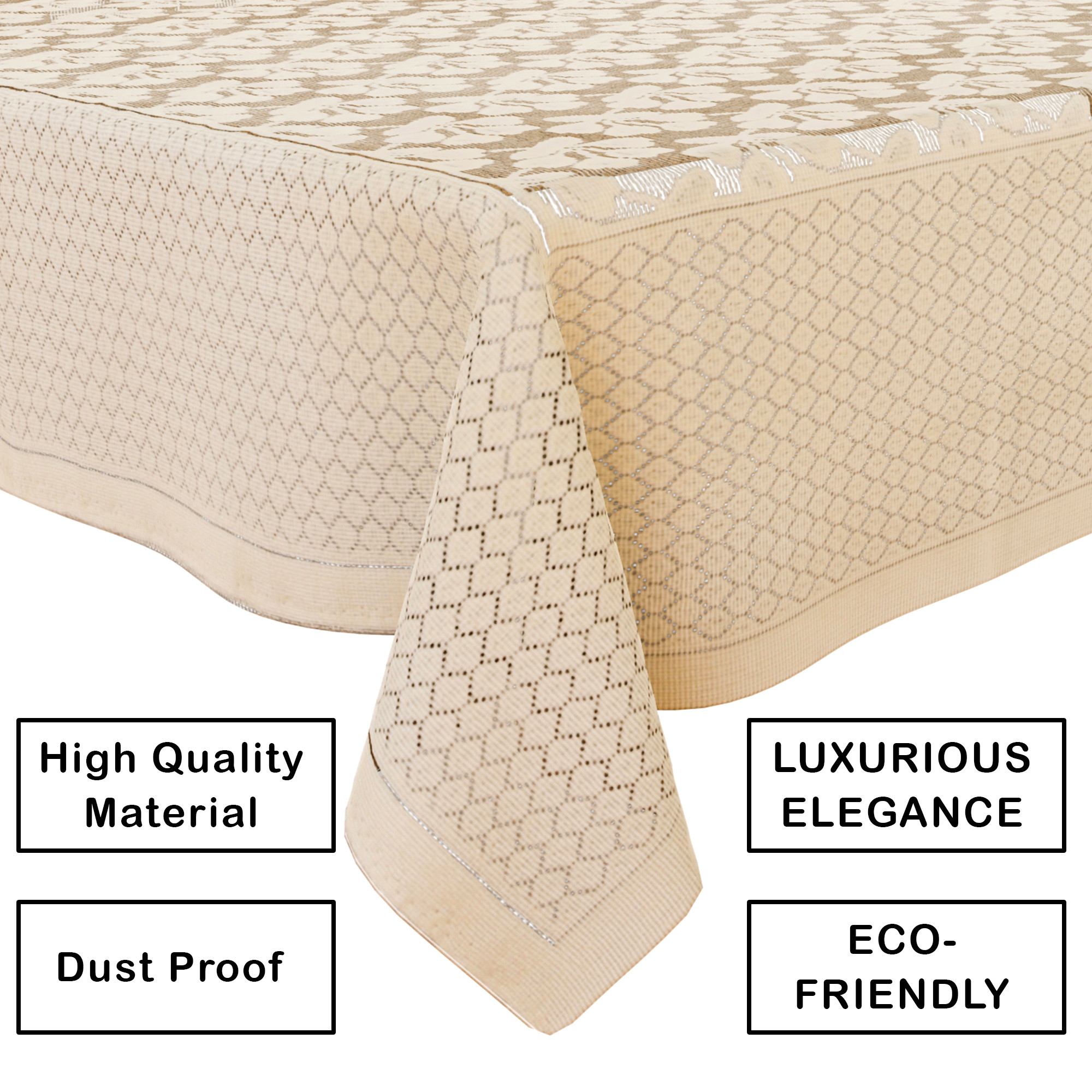 Kuber Industries Center Table Cover  40x60 Inch  4-Seater Tabe Cover  Net Table Cloth Cover  Coffee Table Cover  Table Protector Cover for Kitchen  Plain Leonardo Flower Print  CTC  Cream