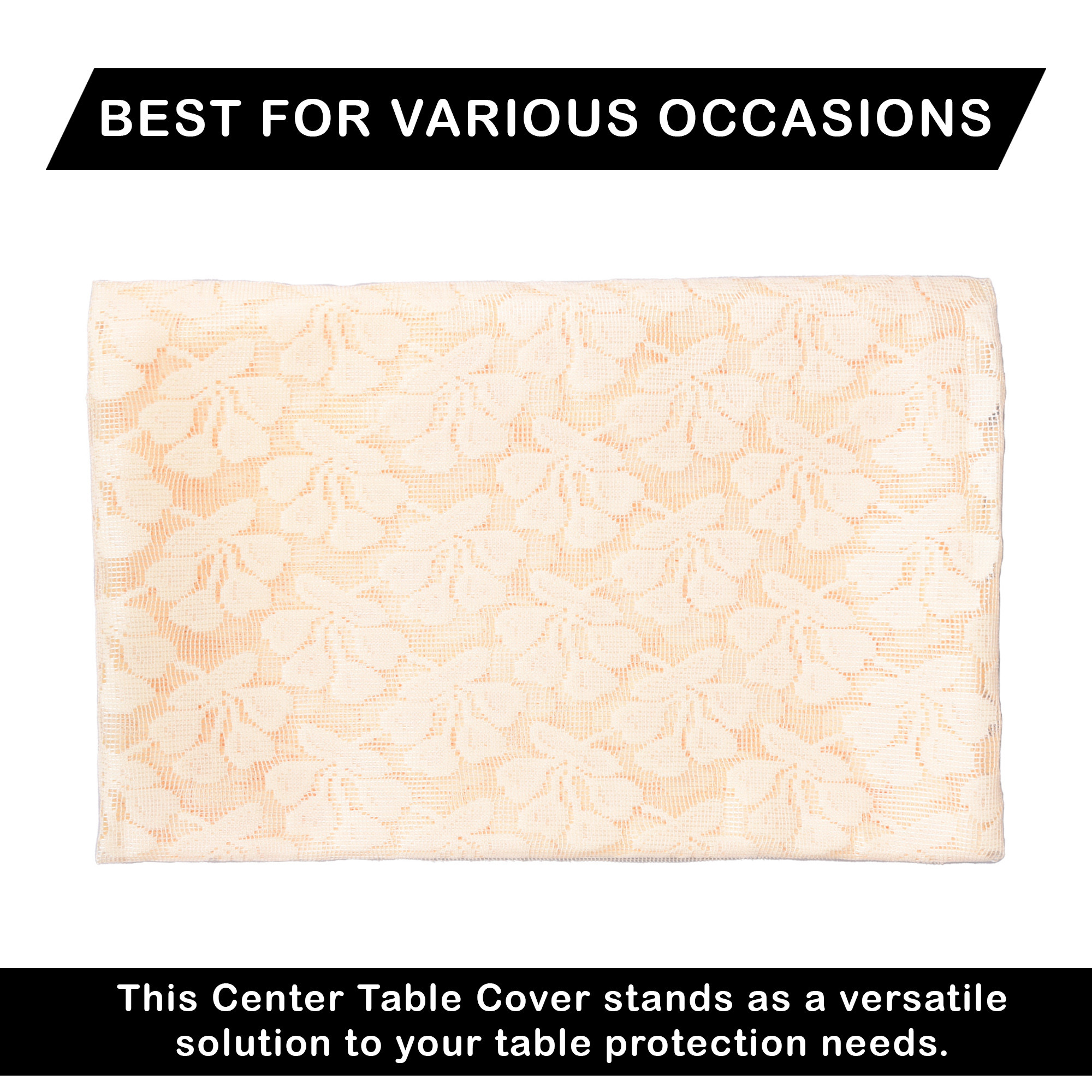 Kuber Industries Center Table Cover  40x60 Inch  4-Seater Tabe Cover  Net Table Cloth Cover  Coffee Table Cover  Table Protector Cover for Kitchen  Plain Leonardo Flower Print  CTC  Cream