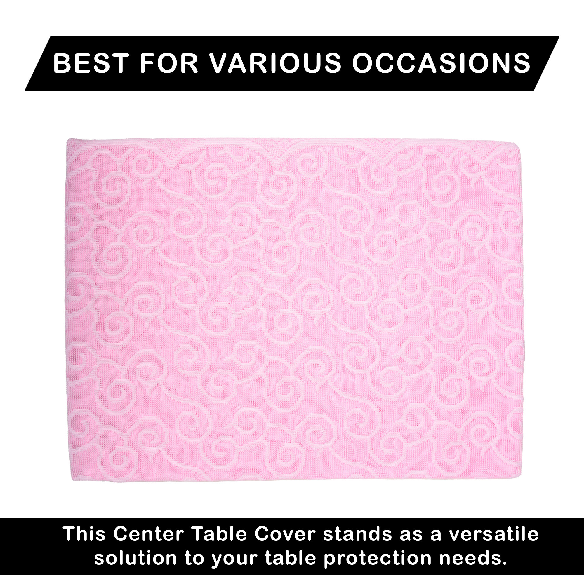 Kuber Industries Center Table Cover  40x60 Inch  4-Seater Tabe Cover  Net Table Cloth Cover  Coffee Table Cover  Table Protector Cover for Kitchen  Zig Zag Print  CTC  Pink