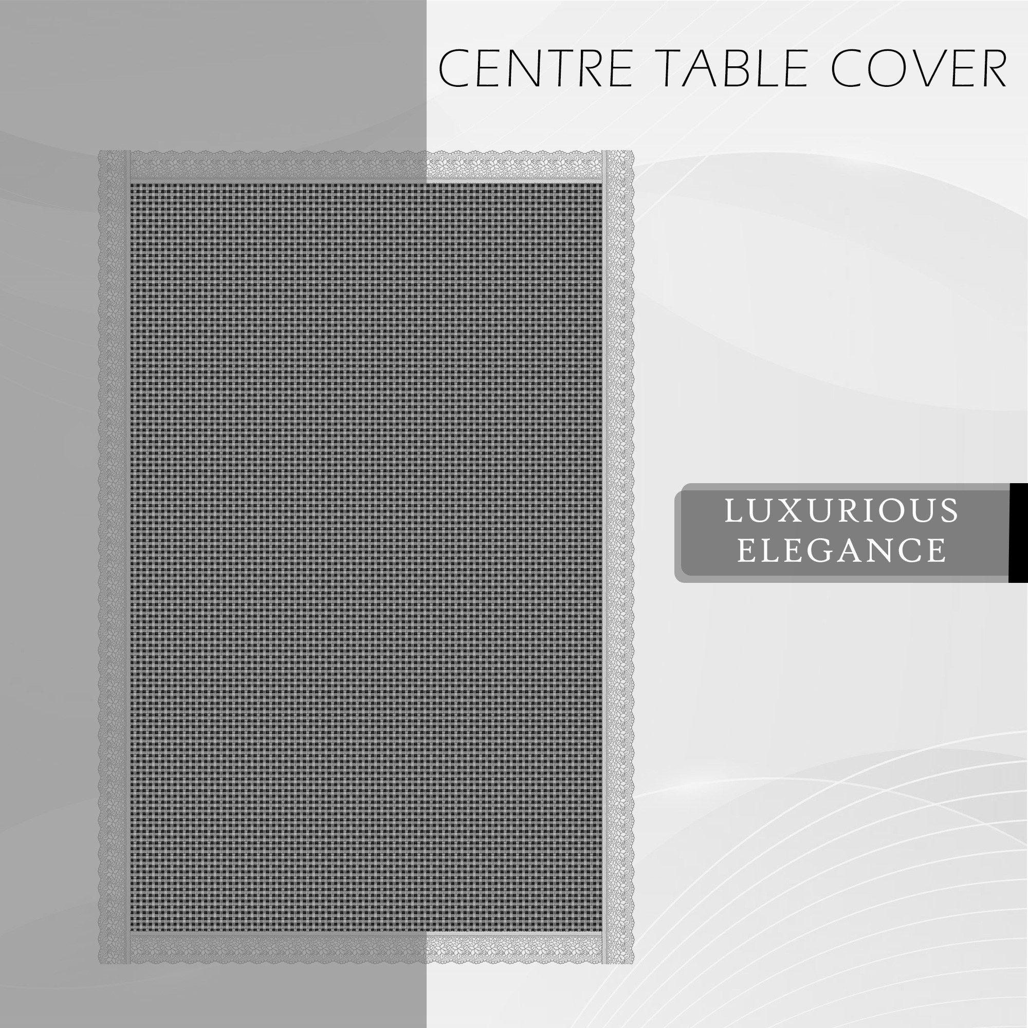 Kuber Industries Center Table Cover  40x60 Inch  Decorative Table Cover  4 Seater Kitchen Table Cloth  Tea Table Cover  Tabletop Cover  PVC Table Cloth  Barik Check  Grey