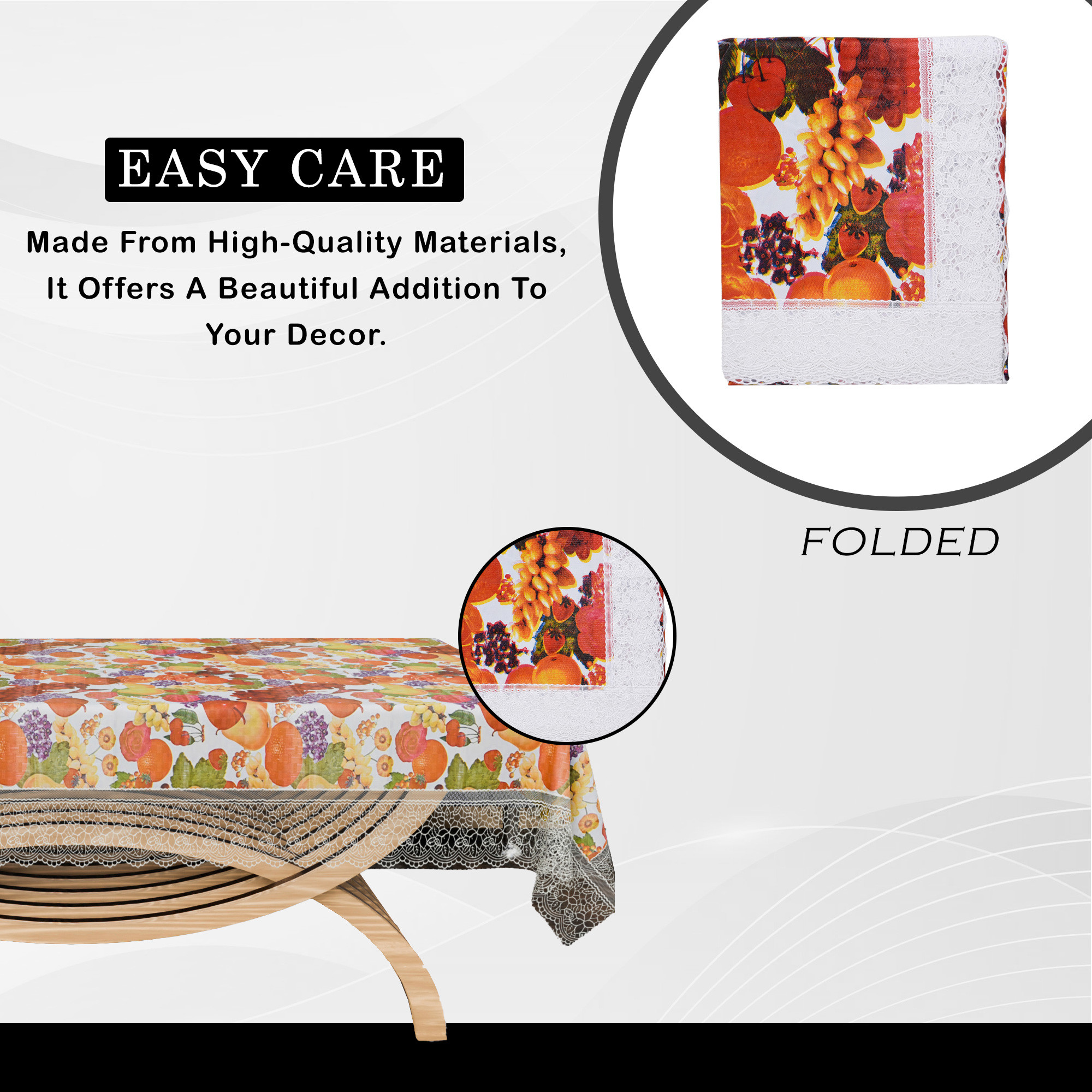 Kuber Industries Center Table Cover  40x60 Inch  Decorative Table Cover  Tea Table Cover  4 Seater Kitchen Table Cloth  Tabletop Cover  PVC Table Cloth  Fruit Design  White