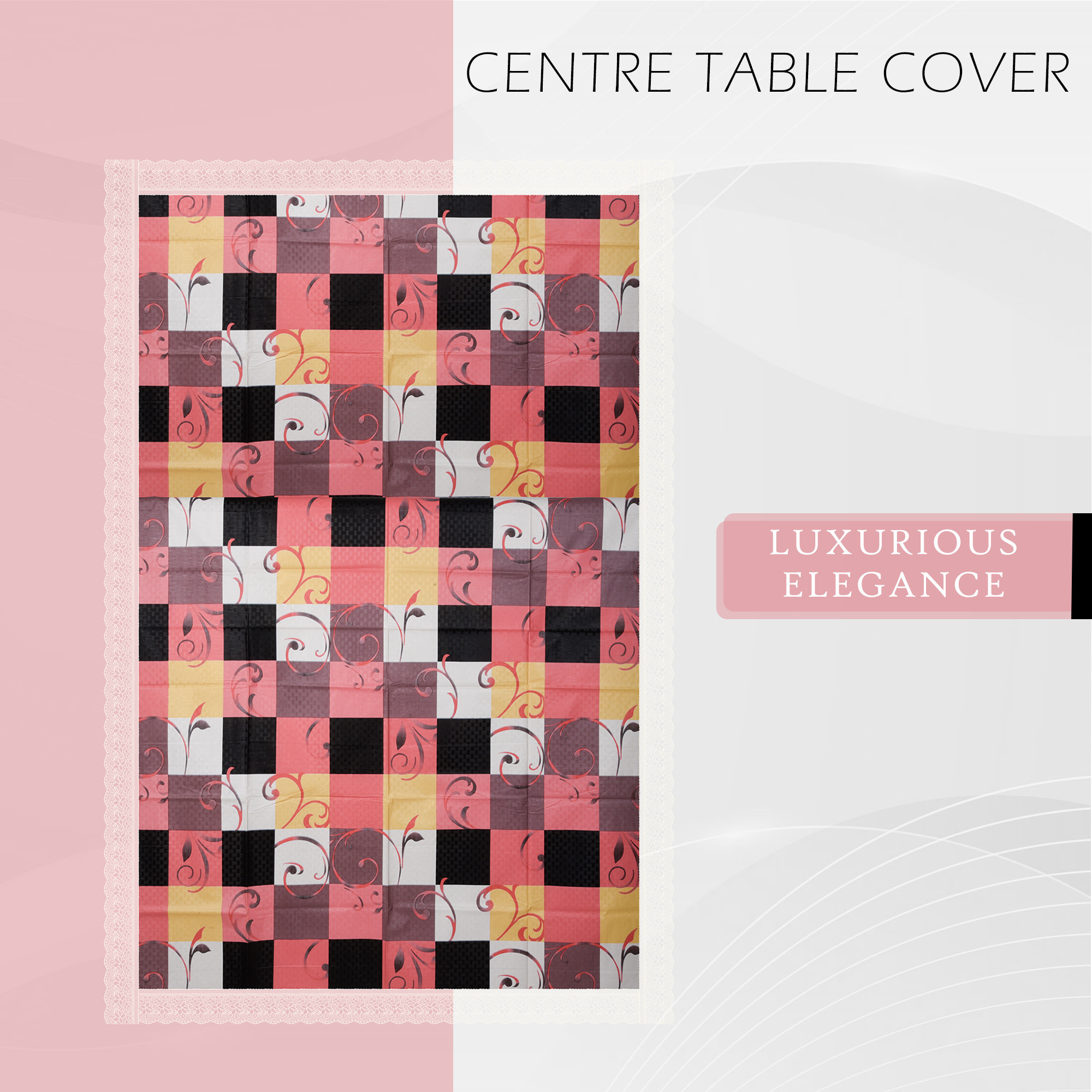 Kuber Industries Center Table Cover  40x60 Inch  Decorative Table Cover  Tea Table Cover  Tabletop Cover  PVC Table Cloth  4 Seater Kitchen Table Cloth  Check  Multicolor
