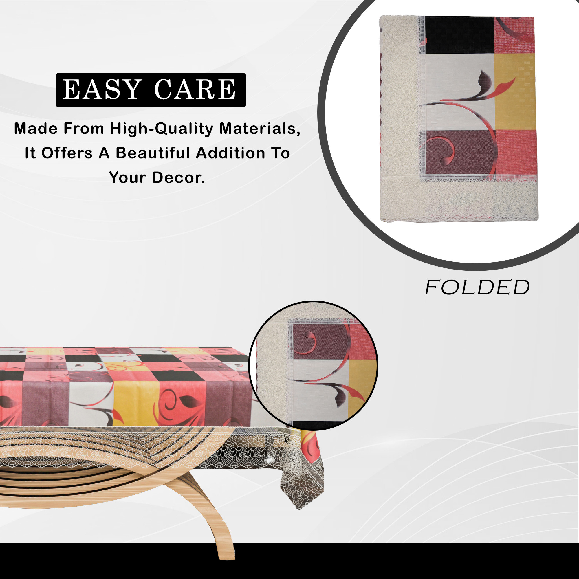 Kuber Industries Center Table Cover  40x60 Inch  Decorative Table Cover  Tea Table Cover  Tabletop Cover  PVC Table Cloth  4 Seater Kitchen Table Cloth  Check  Multicolor