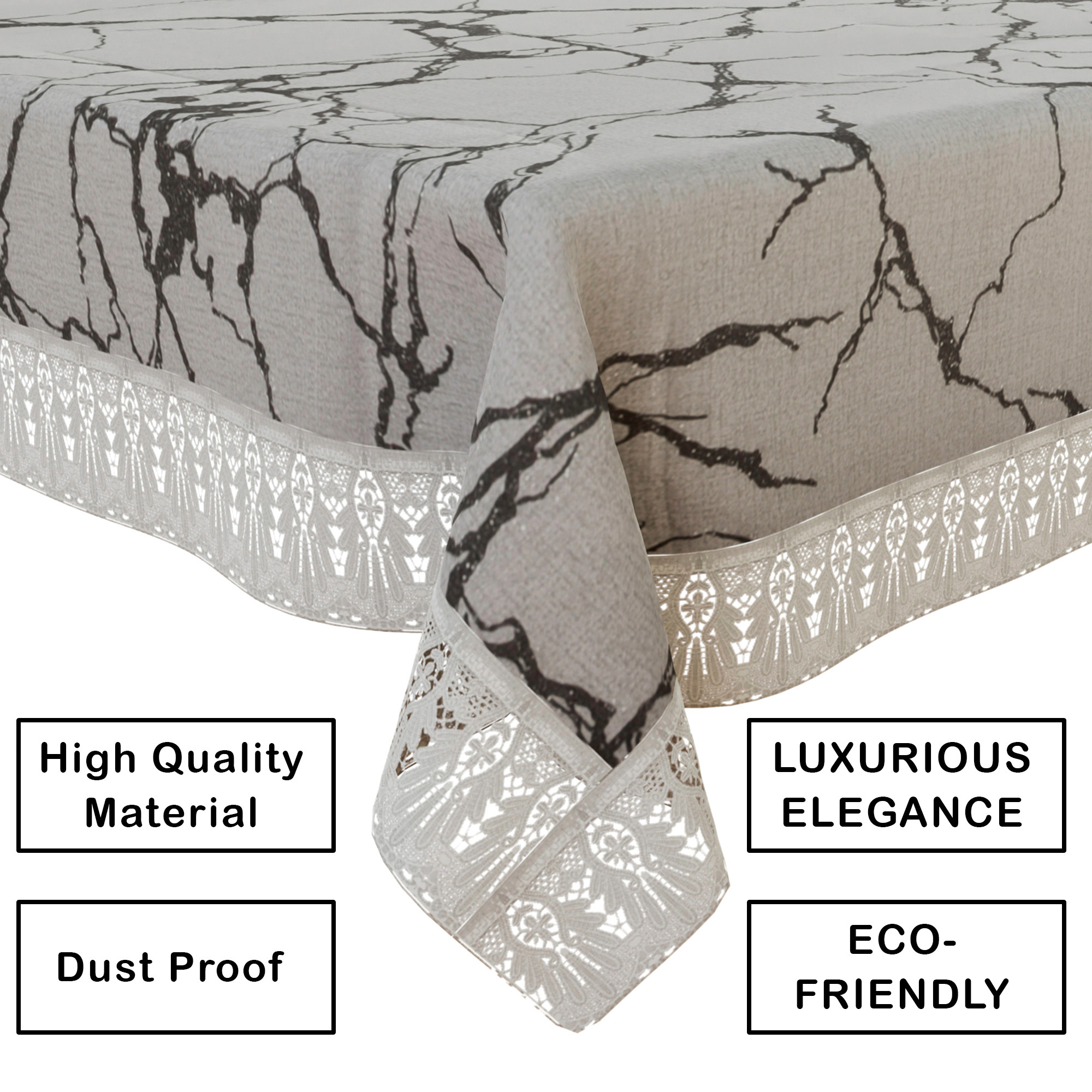 Kuber Industries Center Table Cover  40x60 Inch  Indoor  Outdoor Table Cover  4 Seater Table Cover  Coffee Table Cover  Table Protector Cover  Marble Print  CTC  Light Grey