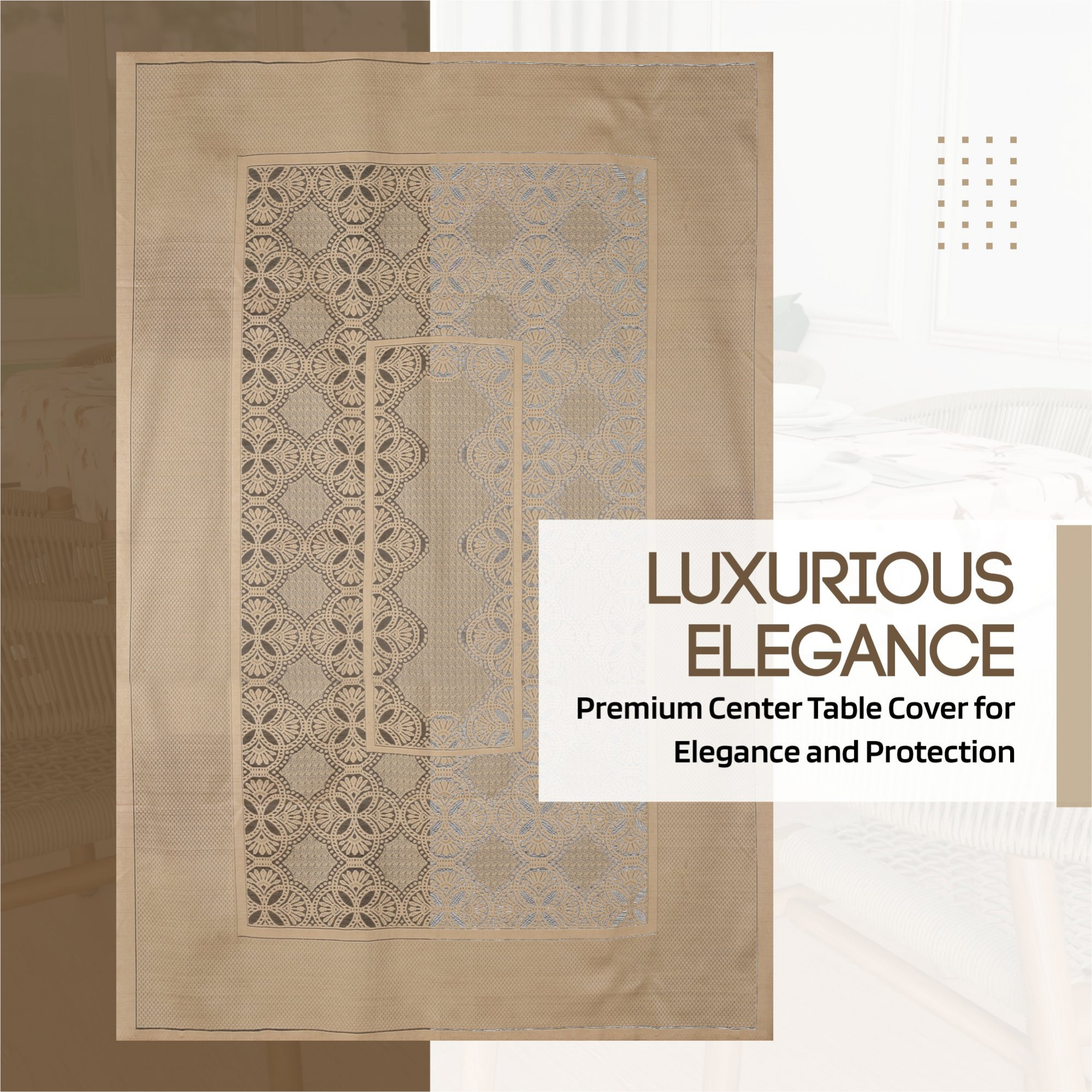 Kuber Industries Center Table Cover  40x60 Inch  Indoor  Outdoor Table Cover  Kitchen Dining Table Cloths  Net 4 Seater Table Cover  Self Flower New Jersey  CTC  Golden