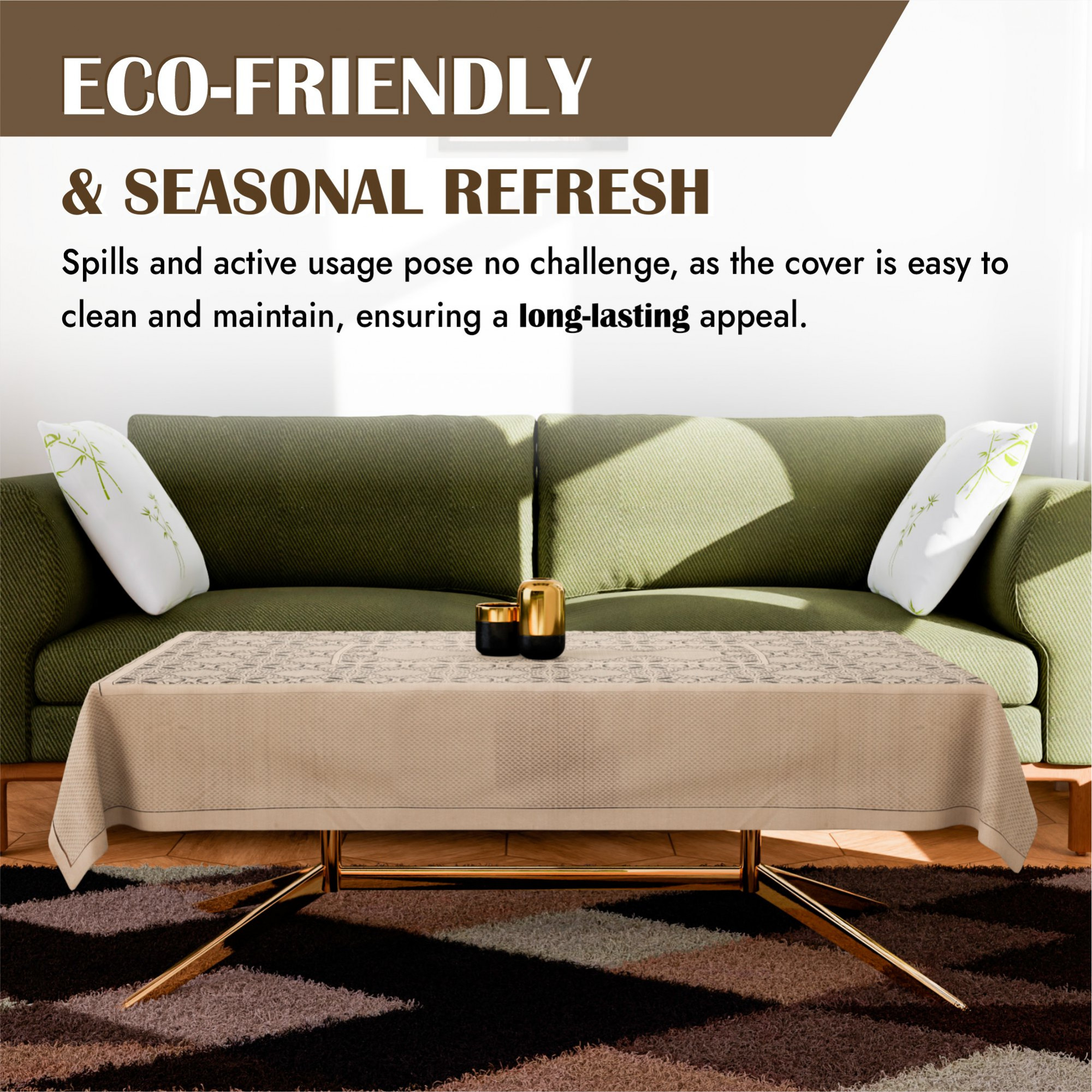 Kuber Industries Center Table Cover  40x60 Inch  Indoor  Outdoor Table Cover  Kitchen Dining Table Cloths  Net 4 Seater Table Cover  Self Flower New Jersey  CTC  Golden