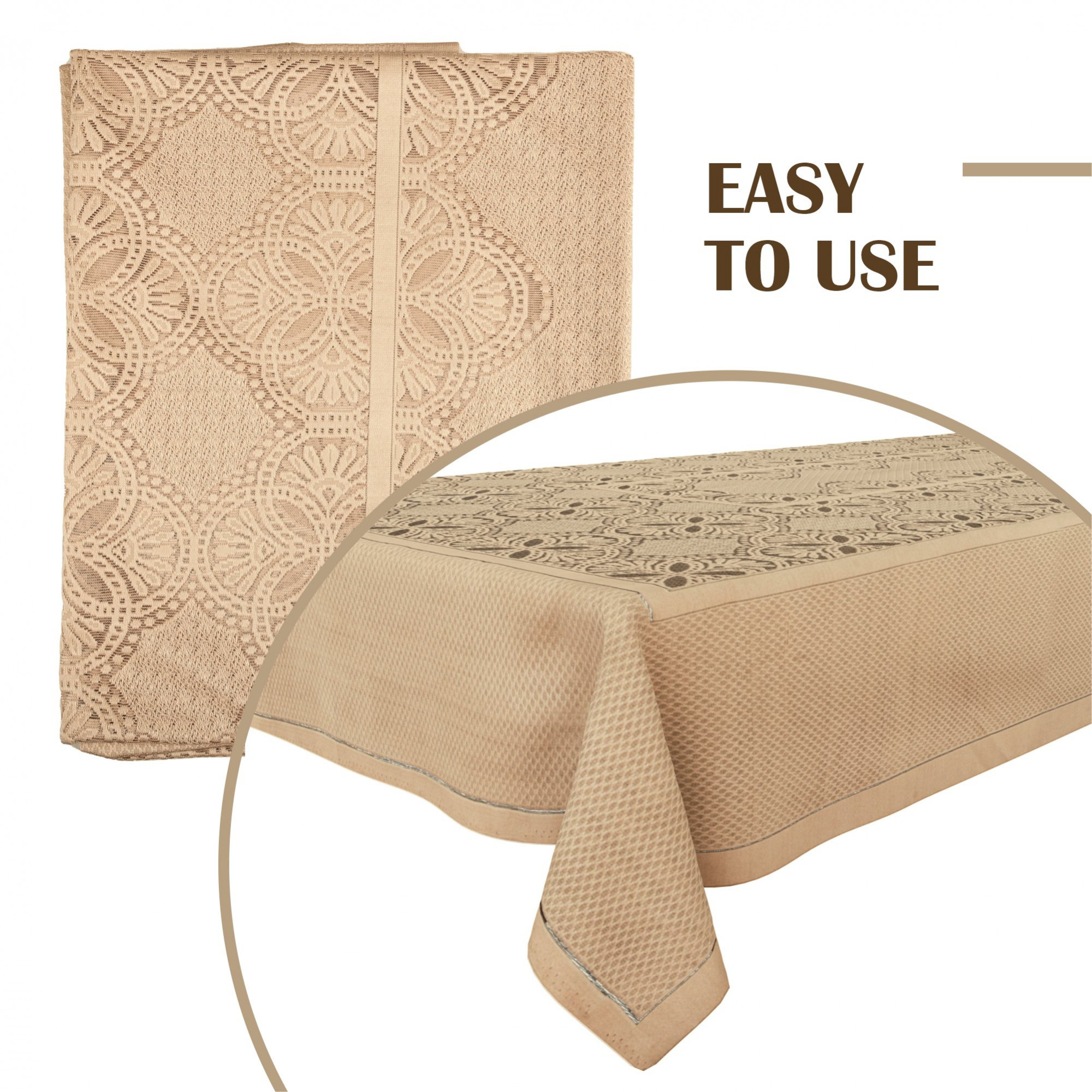 Kuber Industries Center Table Cover  40x60 Inch  Indoor  Outdoor Table Cover  Kitchen Dining Table Cloths  Net 4 Seater Table Cover  Self Flower New Jersey  CTC  Golden