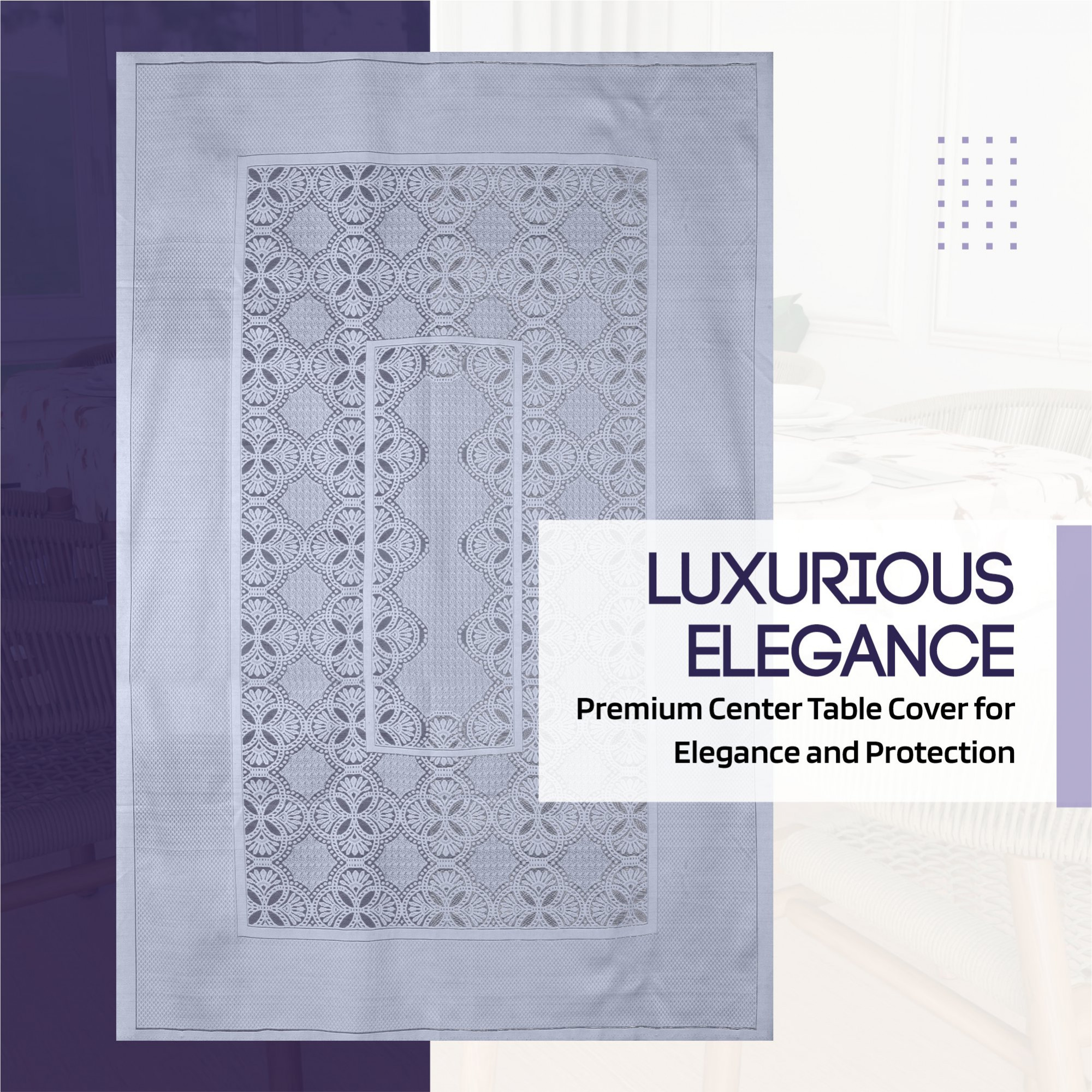 Kuber Industries Center Table Cover  40x60 Inch  Indoor  Outdoor Table Cover  Kitchen Dining Table Cloths  Net 4 Seater Table Cover  Self Flower New Jersey  CTC  Grey