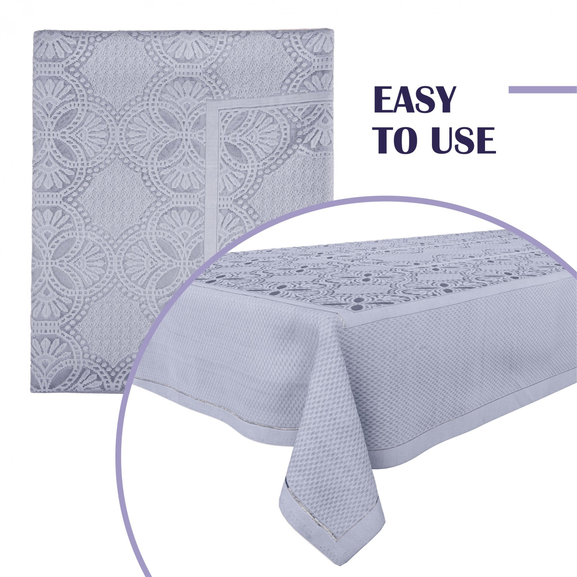 Kuber Industries Center Table Cover  40x60 Inch  Indoor  Outdoor Table Cover  Kitchen Dining Table Cloths  Net 4 Seater Table Cover  Self Flower New Jersey  CTC  Grey