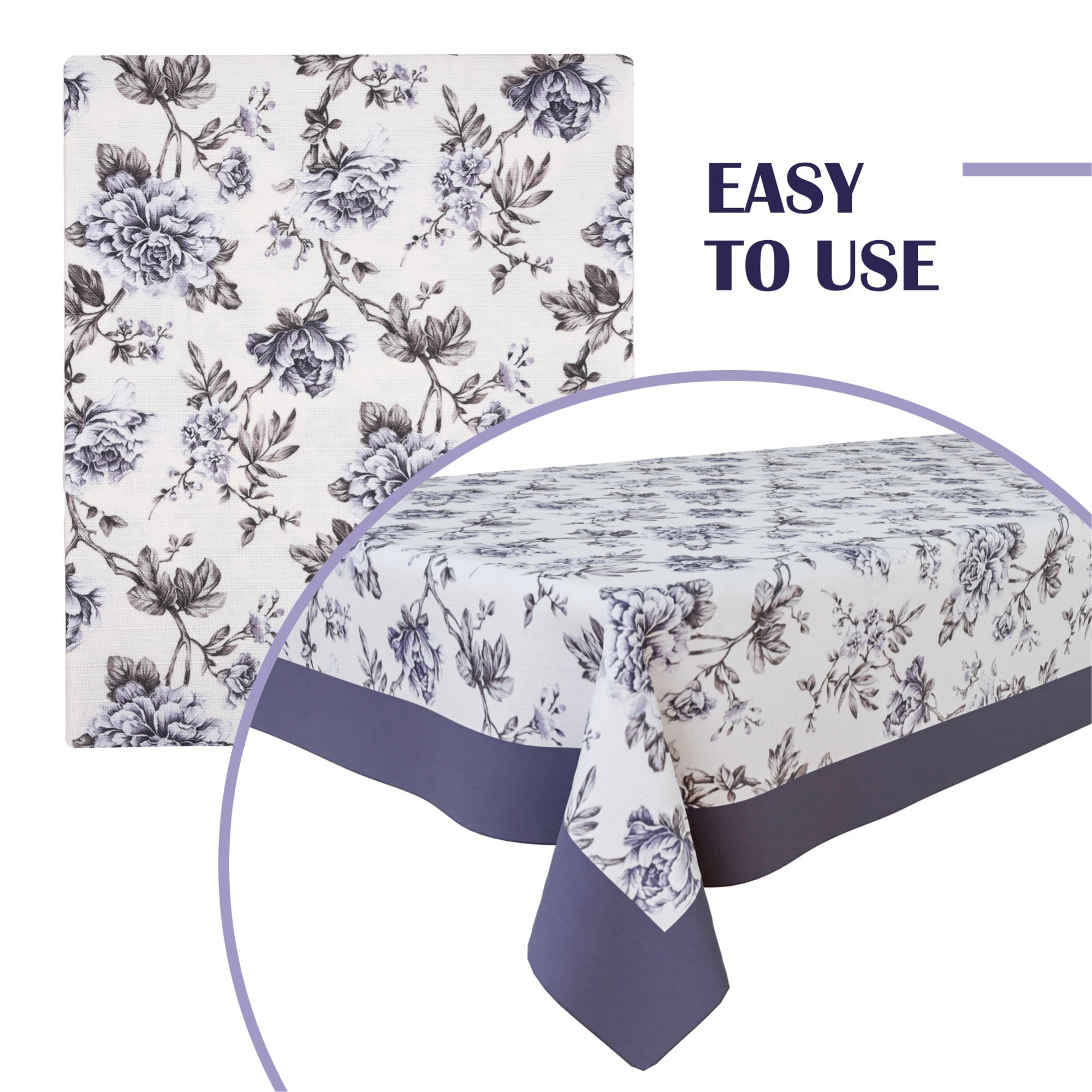 Kuber Industries Center Table Cover  40x60 Inch  Indoor  Outdoor Table Cover  Kitchen Dining Table Cloths  Cotton 4 Seater Table Cover  Blue Rose American Slub 816   CTC  Cream