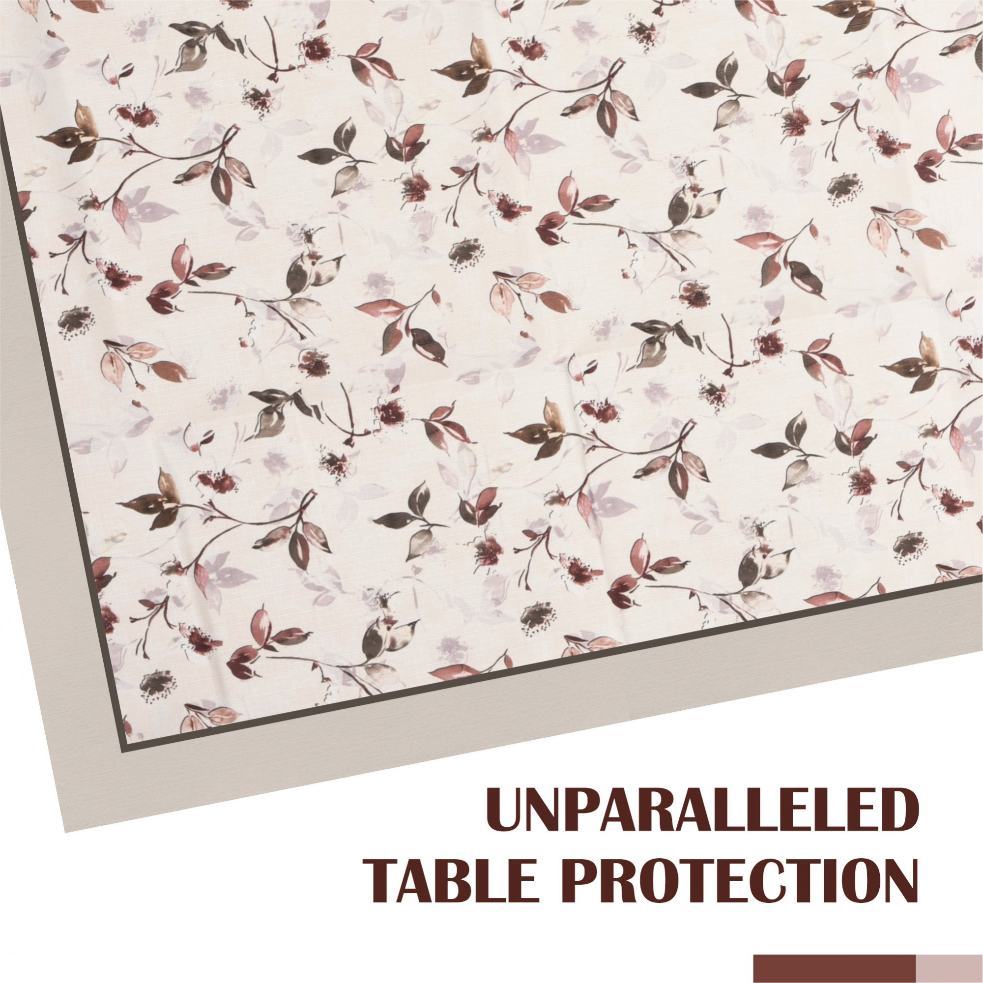 Kuber Industries Center Table Cover  40x60 Inch  Indoor  Outdoor Table Cover  Kitchen Dining Table Cloths  Cotton 4 Seater Table Cover  Brown Leaf American Slub 0024   CTC  Cream