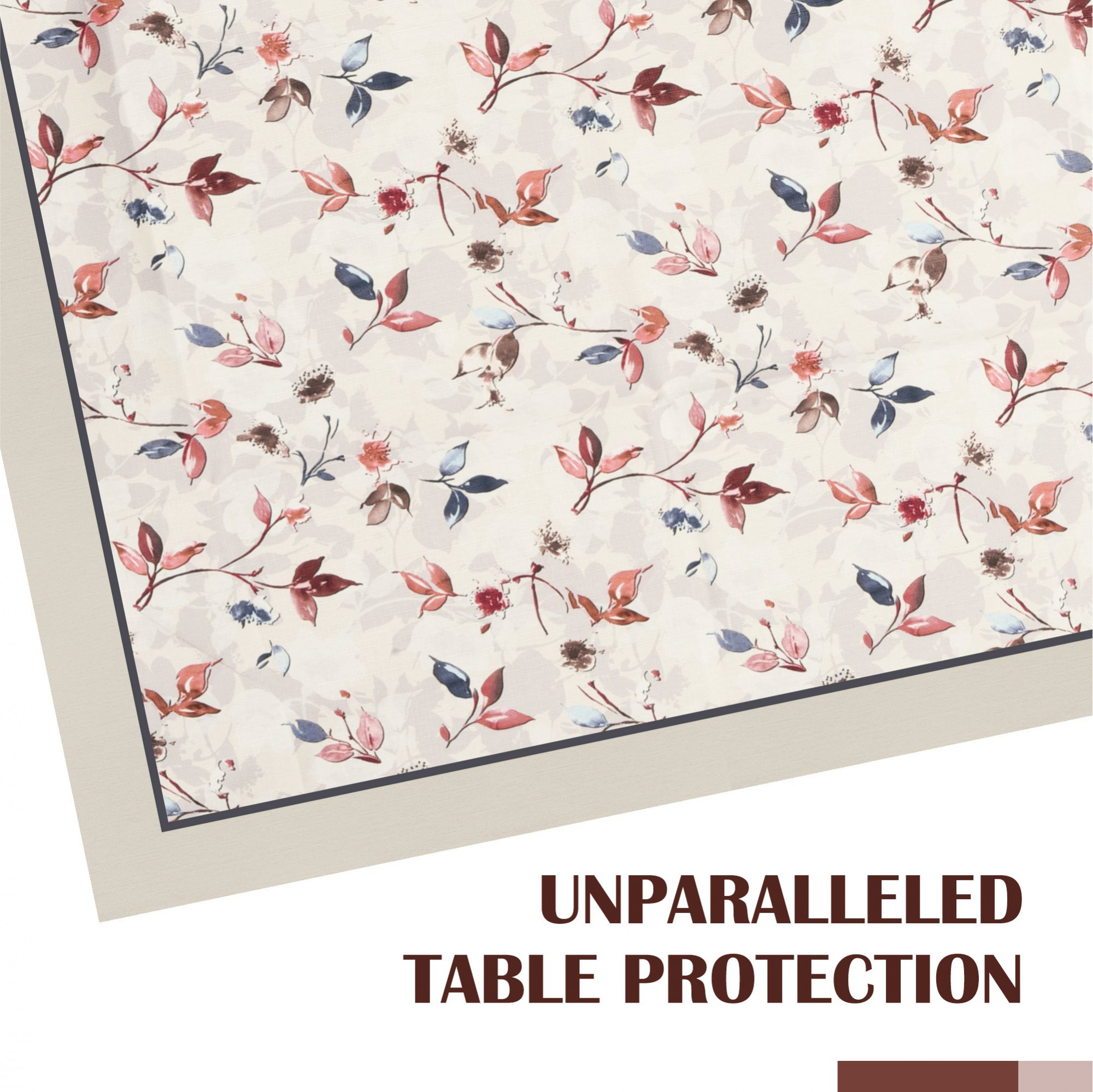 Kuber Industries Center Table Cover  40x60 Inch  Indoor  Outdoor Table Cover  Kitchen Dining Table Cloths  Cotton 4 Seater Table Cover  Blue Leaf American Slub 0024   CTC  Cream