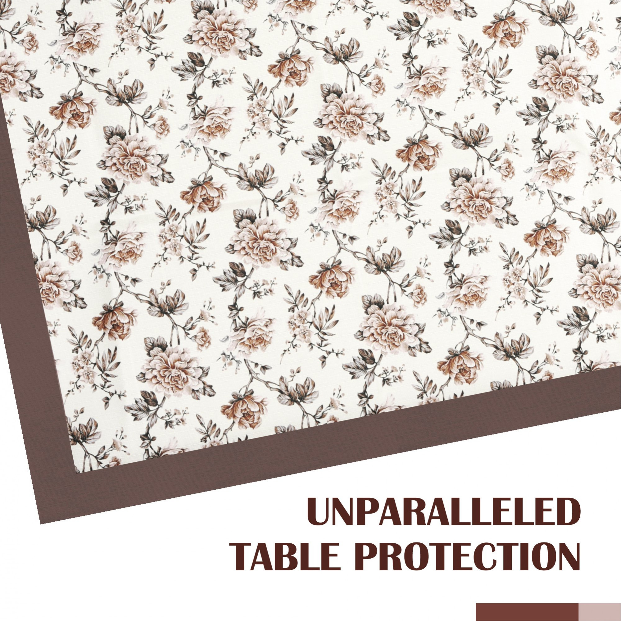 Kuber Industries Center Table Cover  40x60 Inch  Indoor  Outdoor Table Cover  Kitchen Dining Table Cloths  Cotton 4 Seater Table Cover  Brown Rose American Slub 816   CTC  Cream