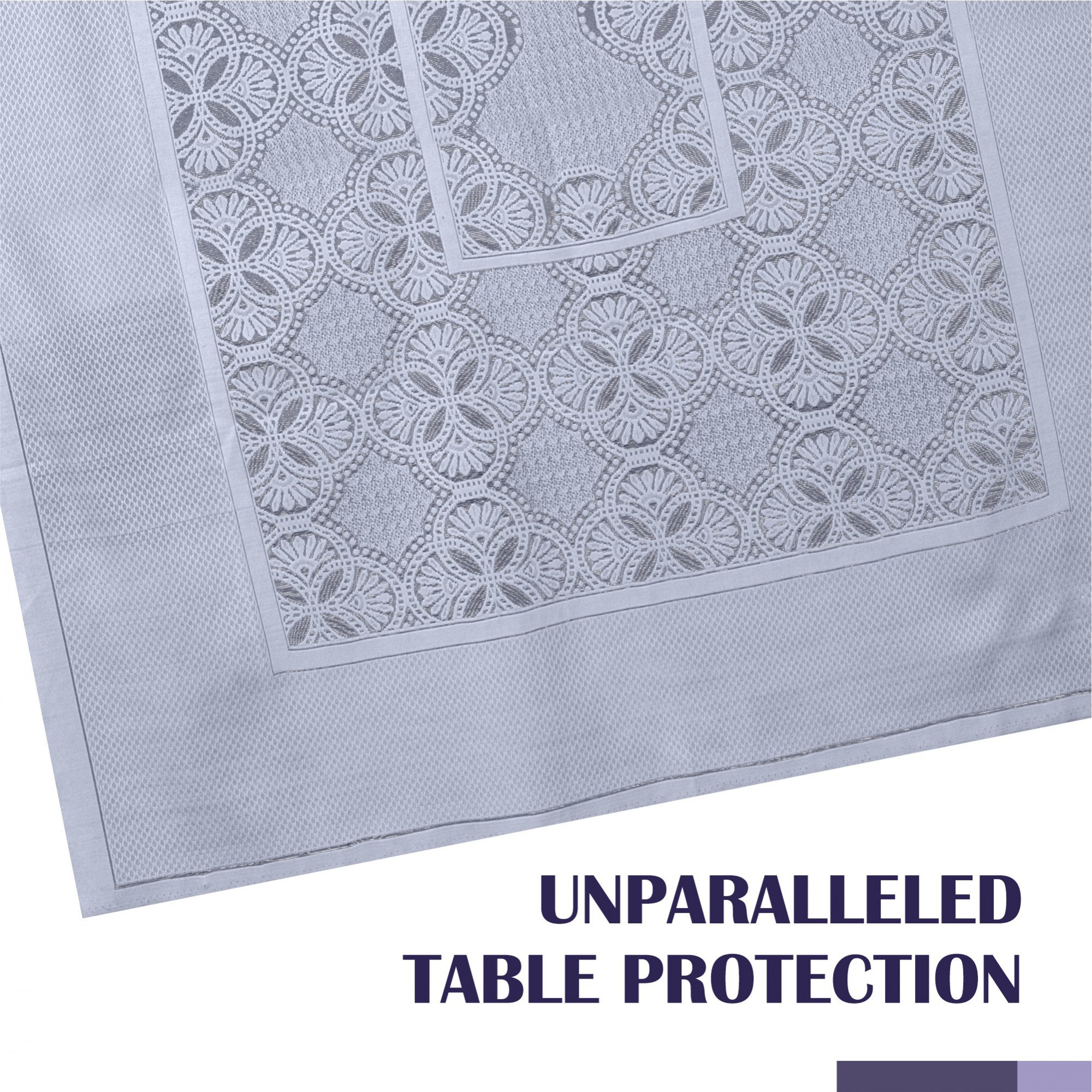 Kuber Industries Center Table Cover  40x60 Inch  Indoor  Outdoor Table Cover  Kitchen Dining Table Cloths  Net 4 Seater Table Cover  Self Flower New Jersey  CTC  Grey