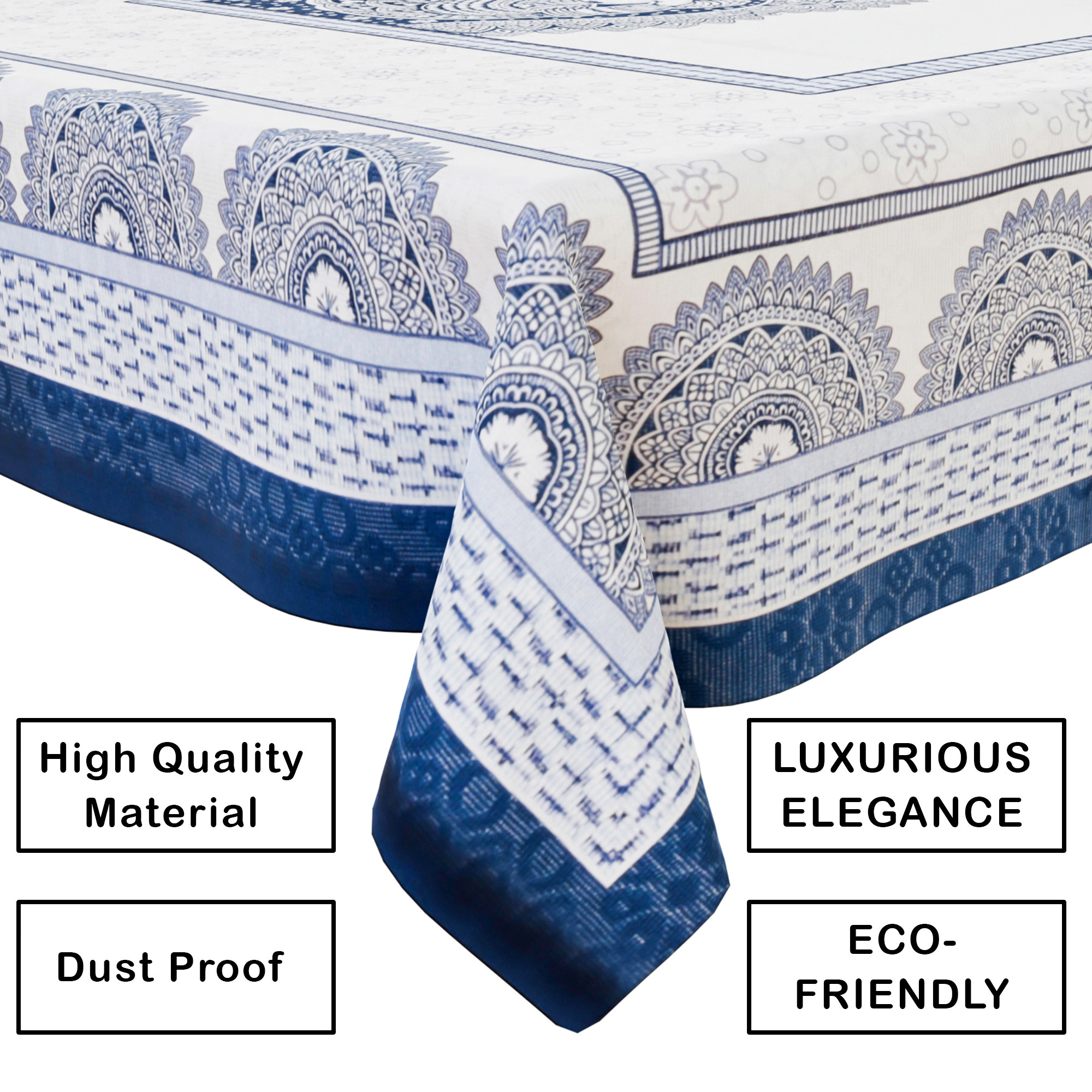 Kuber Industries Center Table Cover  40x60 Inch  Indoor  Outdoor Table Cover  Net 4 Seater Table Cover  Table Protector Cover for Home  Mor Digital Print-837  CTC  Blue