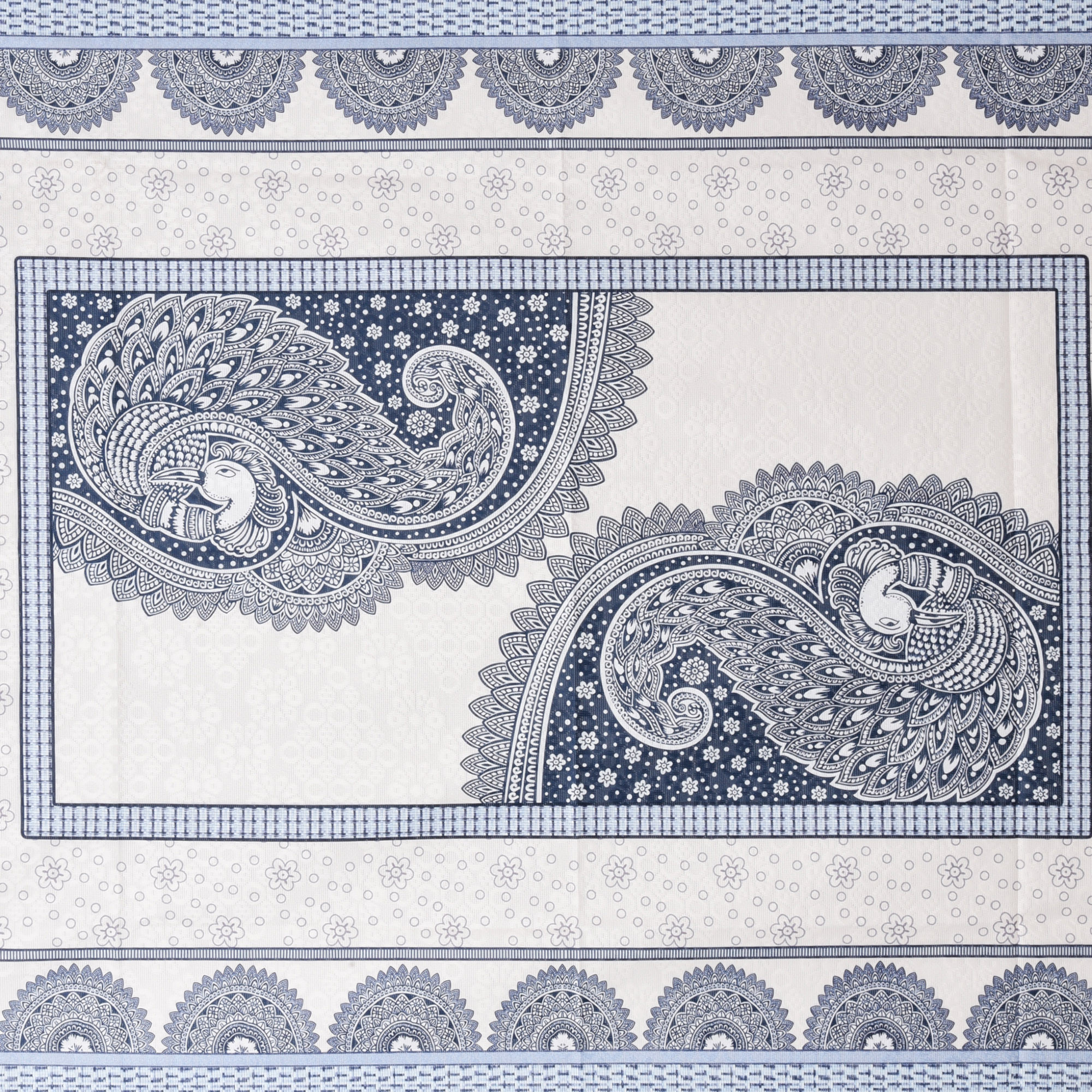 Kuber Industries Center Table Cover  40x60 Inch  Indoor  Outdoor Table Cover  Net 4 Seater Table Cover  Table Protector Cover for Home  Mor Digital Print-837  CTC  Blue