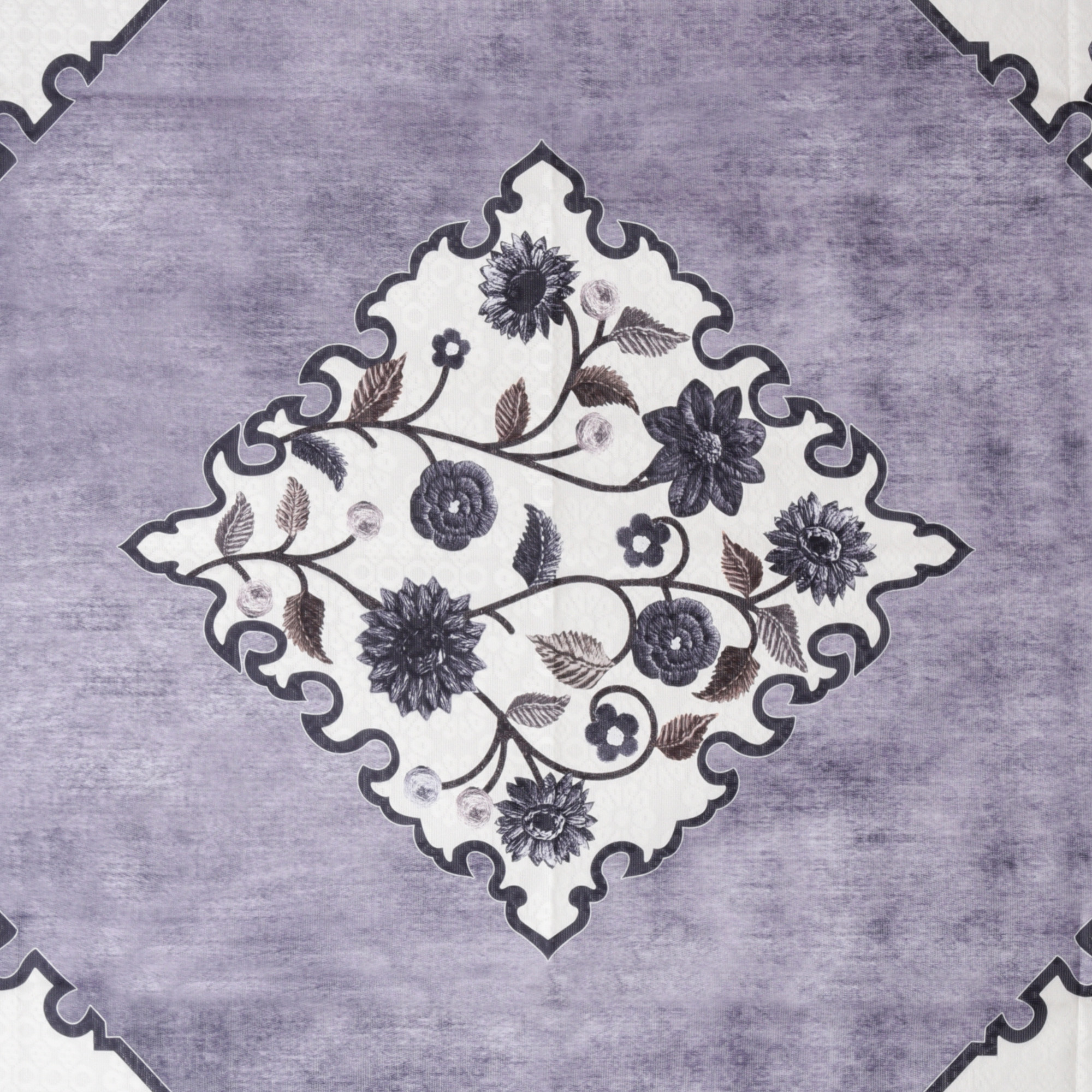 Kuber Industries Center Table Cover  40x60 Inch  Indoor  Outdoor Table Cover  Net 4 Seater Table Cover  Table Protector Cover for Home  Flower Digital Triangle Border Print-753  CTC  Grey