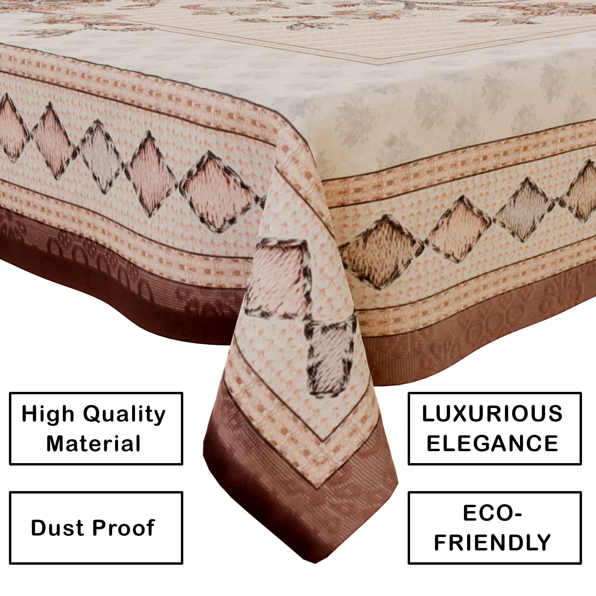 Kuber Industries Center Table Cover  40x60 Inch  Indoor  Outdoor Table Cover  Net 4 Seater Table Cover  Table Protector Cover for Home  Flower Digital Embroidery Print-730  CTC  Brown