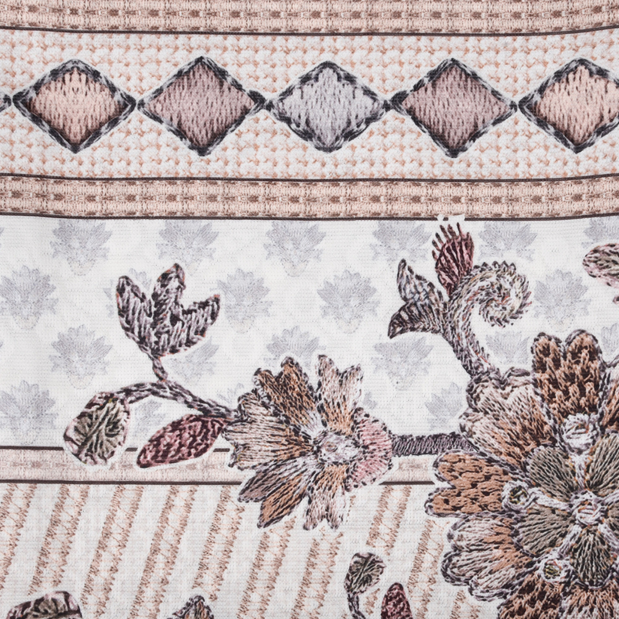 Kuber Industries Center Table Cover  40x60 Inch  Indoor  Outdoor Table Cover  Net 4 Seater Table Cover  Table Protector Cover for Home  Flower Digital Embroidery Print-730  CTC  Brown