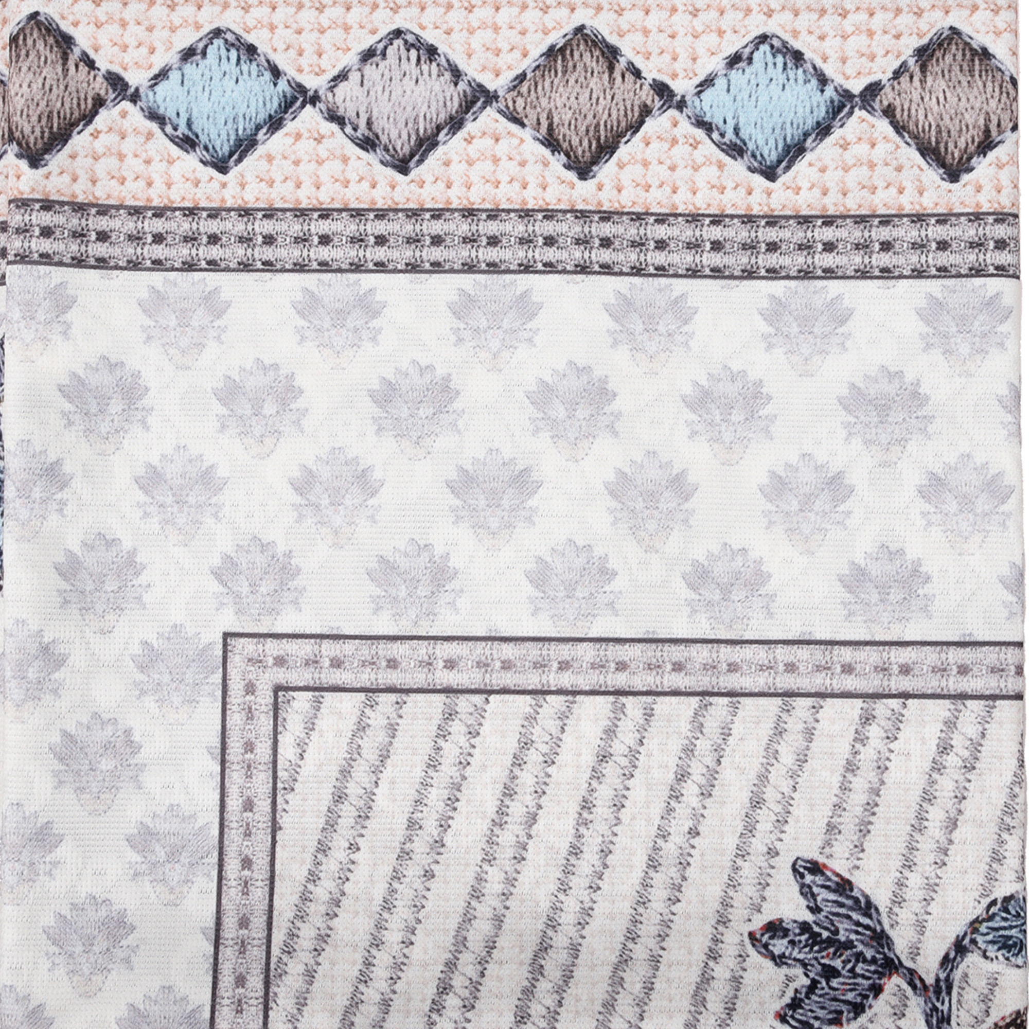 Kuber Industries Center Table Cover  40x60 Inch  Indoor  Outdoor Table Cover  Net 4 Seater Table Cover  Table Protector Cover for Home  Flower Digital Embroidery Print-730  CTC  Grey