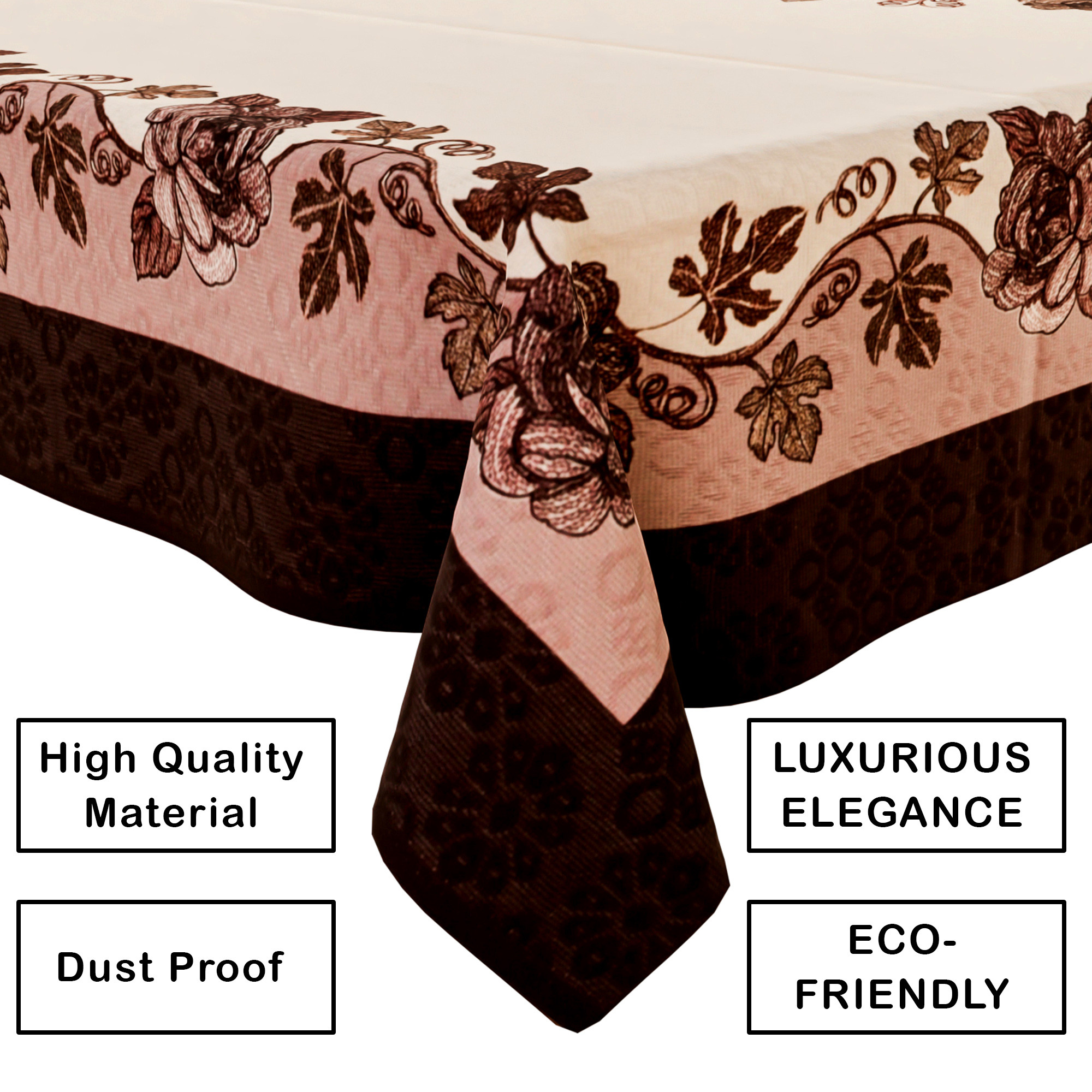 Kuber Industries Center Table Cover  40x60 Inch  Indoor  Outdoor Table Cover  Net 4 Seater Table Cover  Table Protector Cover for Home  Rose Digital Embroidery Print-640  CTC  Brown