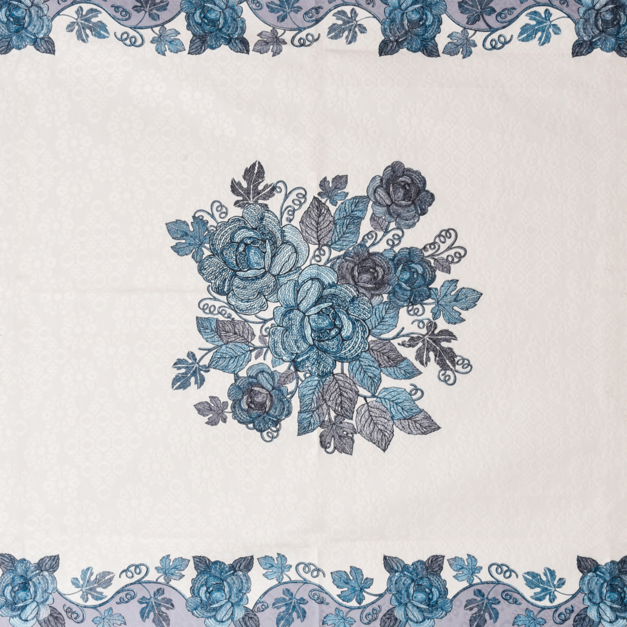 Kuber Industries Center Table Cover  40x60 Inch  Indoor  Outdoor Table Cover  Net 4 Seater Table Cover  Table Protector Cover for Home  Rose Digital Embroidery Print-640  CTC  Blue