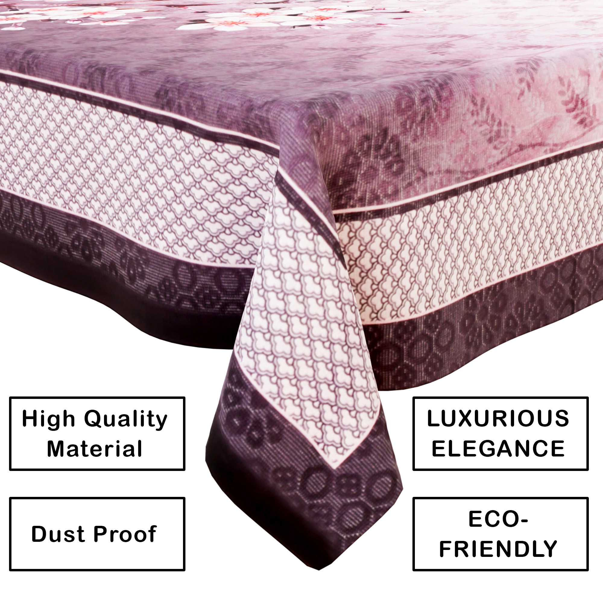 Kuber Industries Center Table Cover  40x60 Inch  Indoor  Outdoor Table Cover  Net 4 Seater Table Cover  Table Protector Cover for Home  Flower Digital Print-637  CTC  Pink  Purple