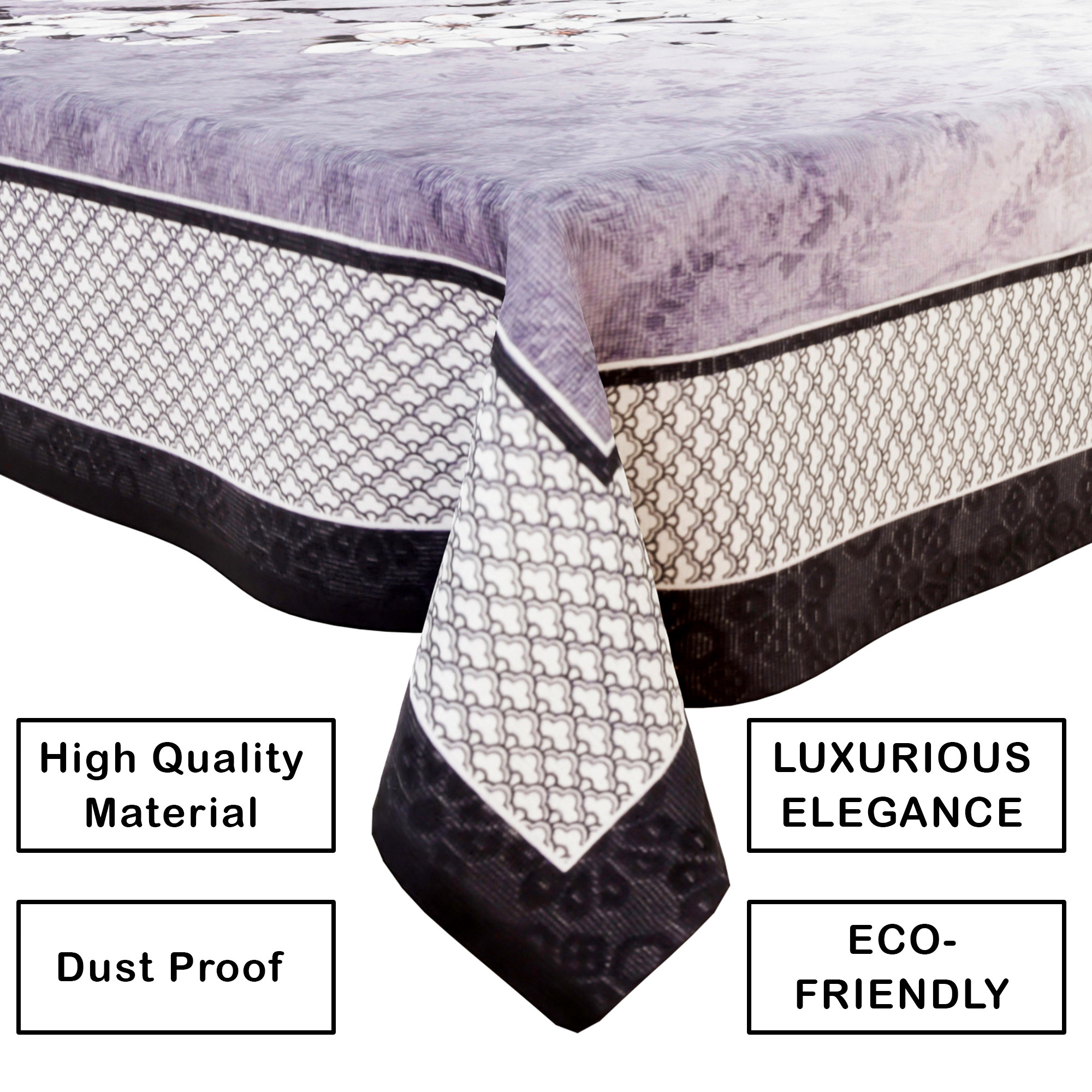 Kuber Industries Center Table Cover  40x60 Inch  Indoor  Outdoor Table Cover  Net 4 Seater Table Cover  Table Protector Cover for Home  Flower Digital Print-637  CTC  Grey  White