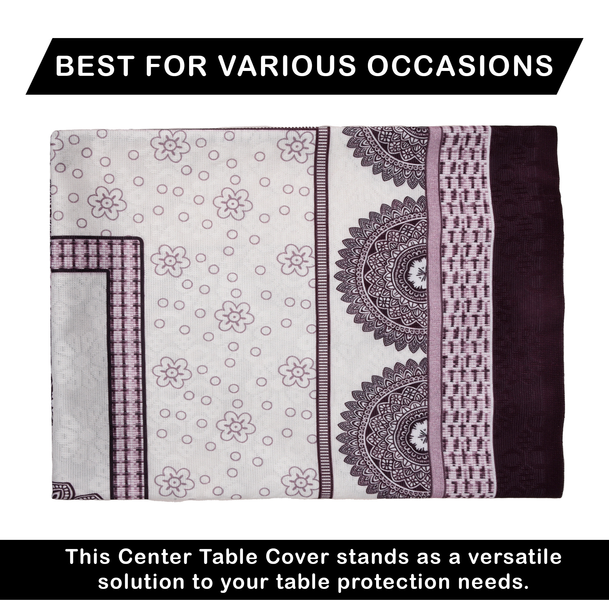 Kuber Industries Center Table Cover  40x60 Inch  Indoor  Outdoor Table Cover  Net 4 Seater Table Cover  Table Protector Cover for Home  Mor Digital Print-837  CTC  Purple