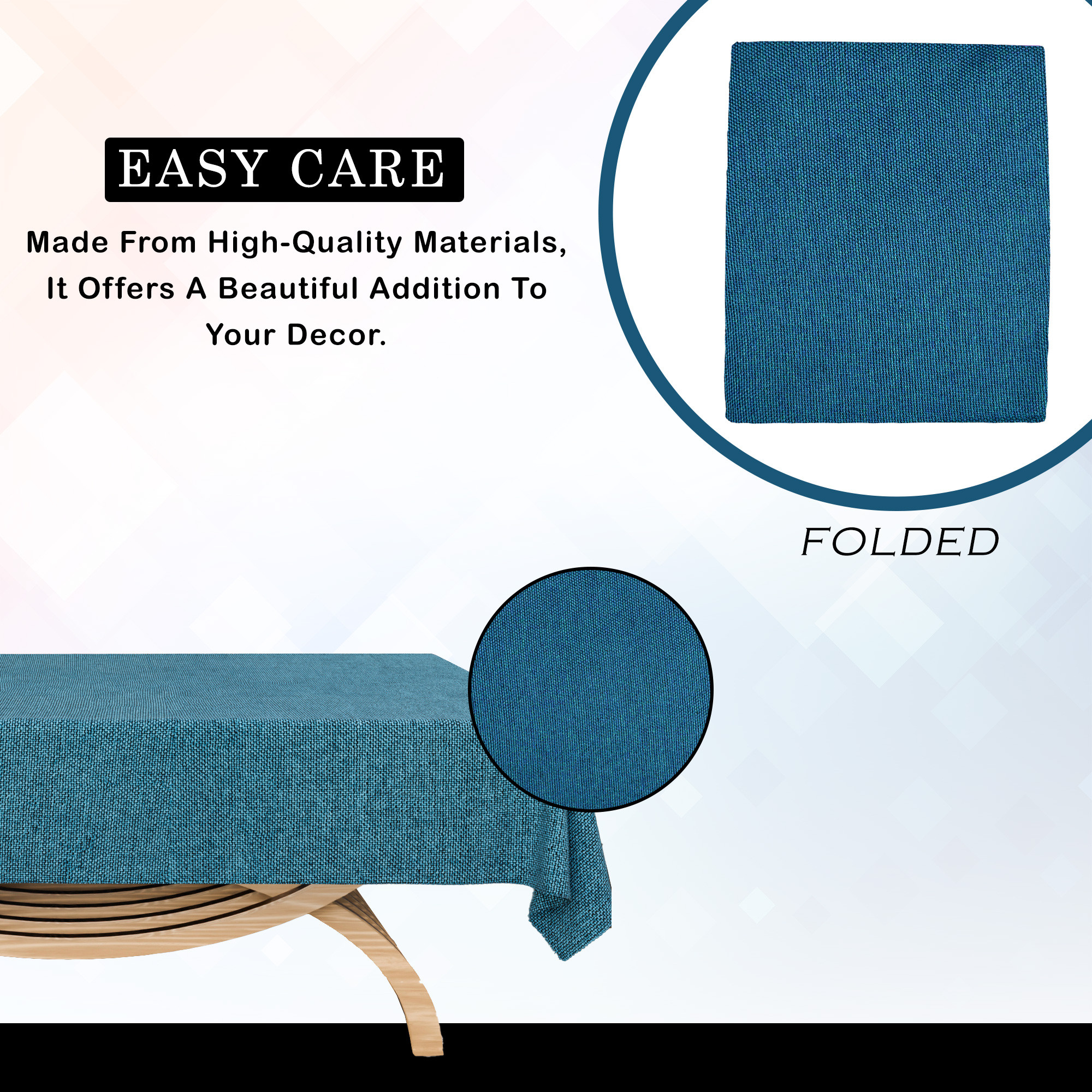 Kuber Industries Center Table Cover  40x60 Inch  Jute Fabric Table Cloth  4 Seater Kitchen Table Cloth  Tabletop Cover  Tea Table Cover  Decorative Table Cover  Study Table Cloth  Blue