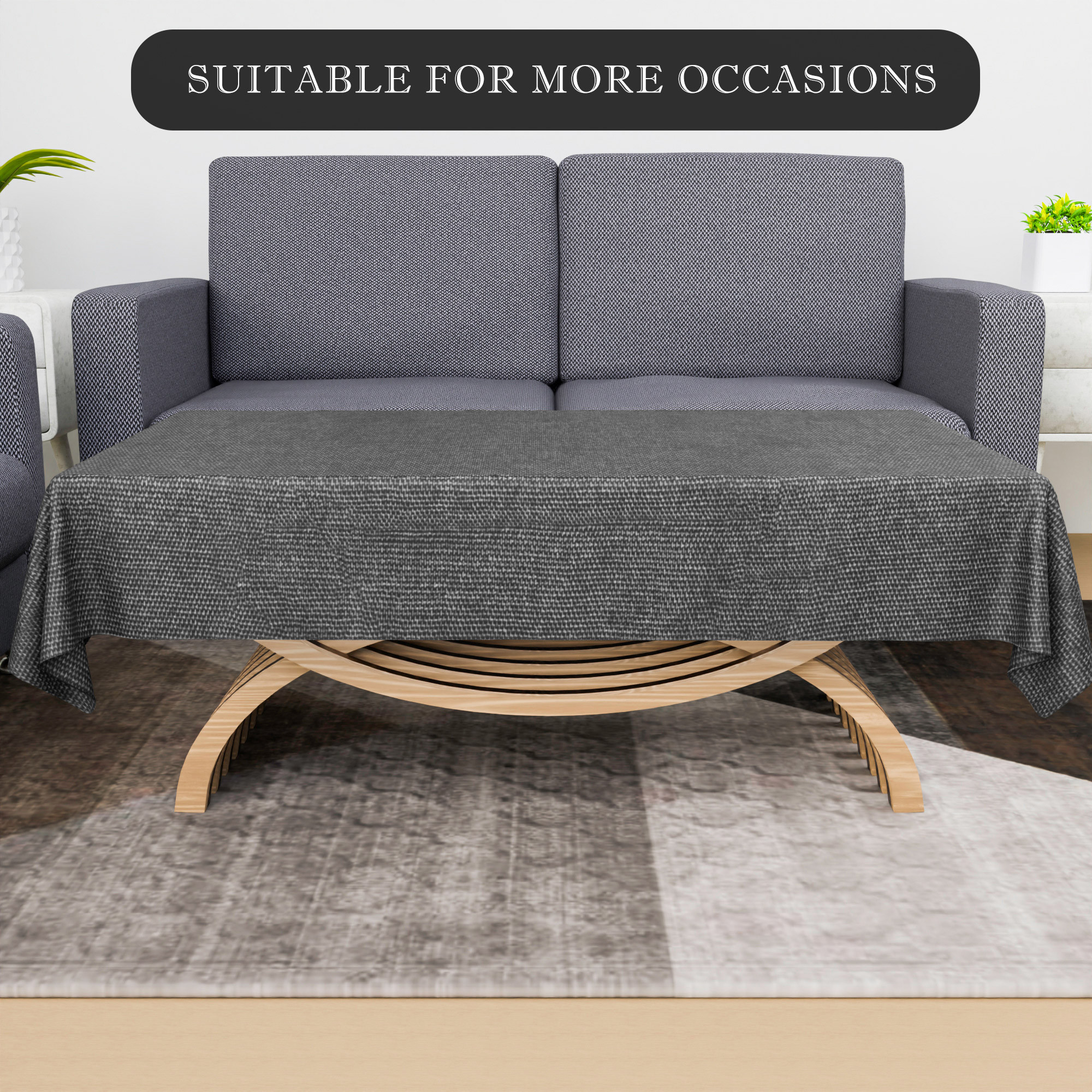 Kuber Industries Center Table Cover  40x60 Inch  Jute Fabric Table Cloth  Tabletop Cover  4 Seater Kitchen Table Cloth  Tea Table Cover  Decorative Table Cover  Study Table Cloth  Grey