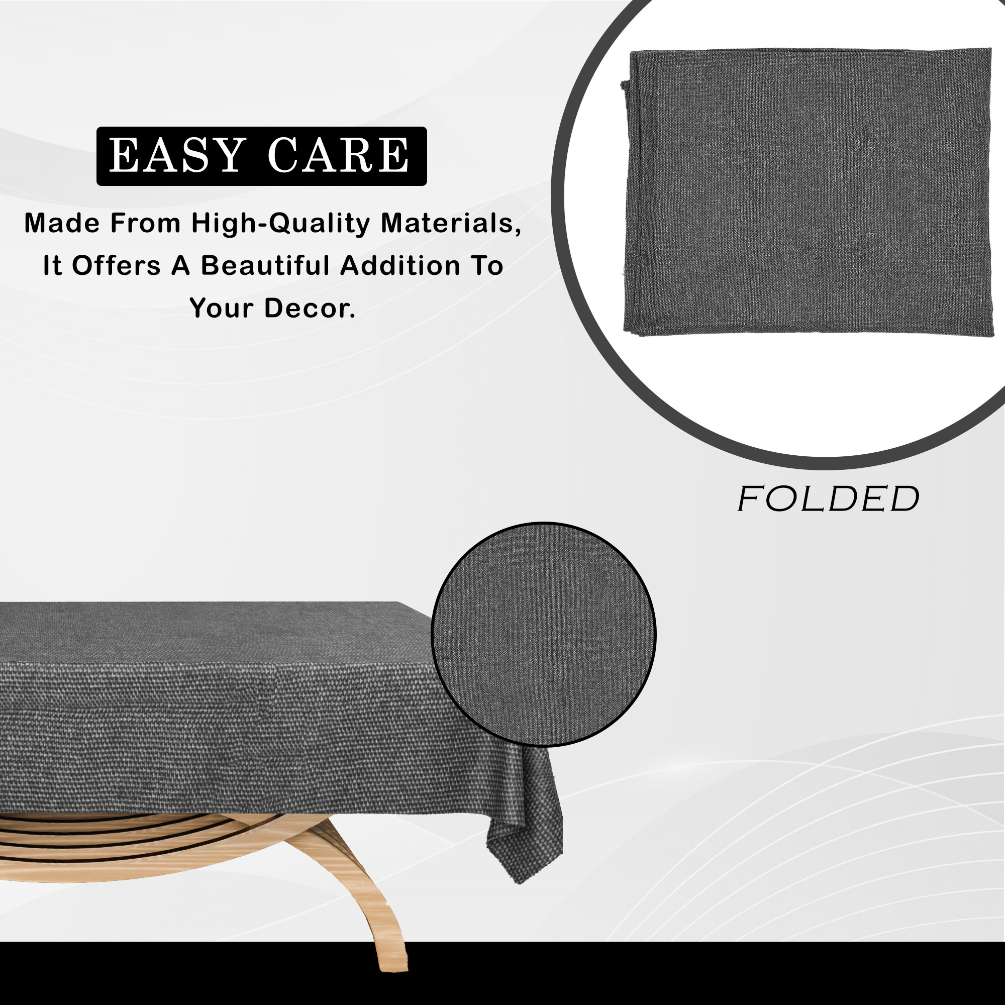 Kuber Industries Center Table Cover  40x60 Inch  Jute Fabric Table Cloth  Tabletop Cover  4 Seater Kitchen Table Cloth  Tea Table Cover  Decorative Table Cover  Study Table Cloth  Grey