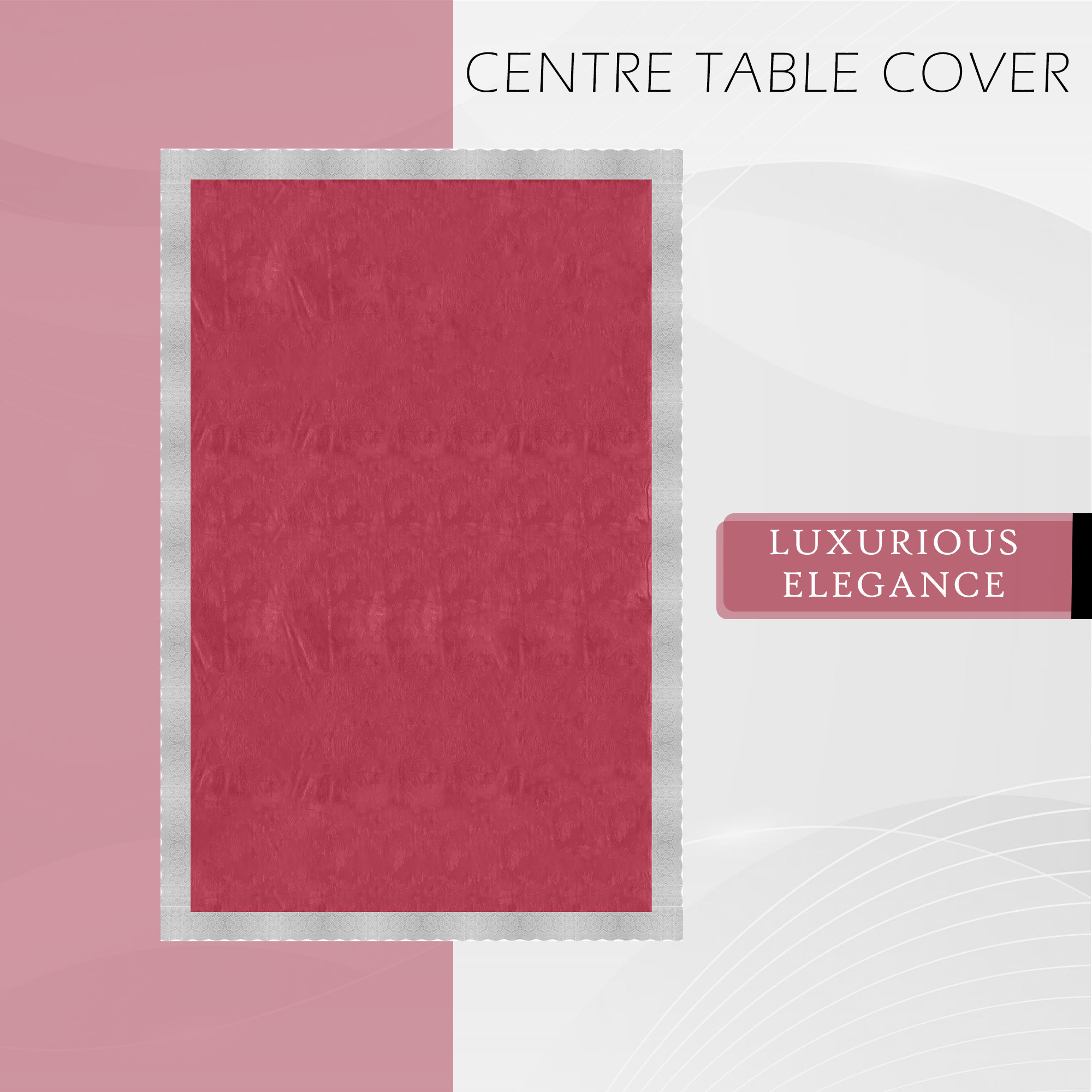 Kuber Industries Center Table Cover  40x60 Inch  PVC Table Cloth  4 Seater Kitchen Table Cloth  Tabletop Cover  Tea Table Cover  Decorative Table Cover  Self Design  Pink