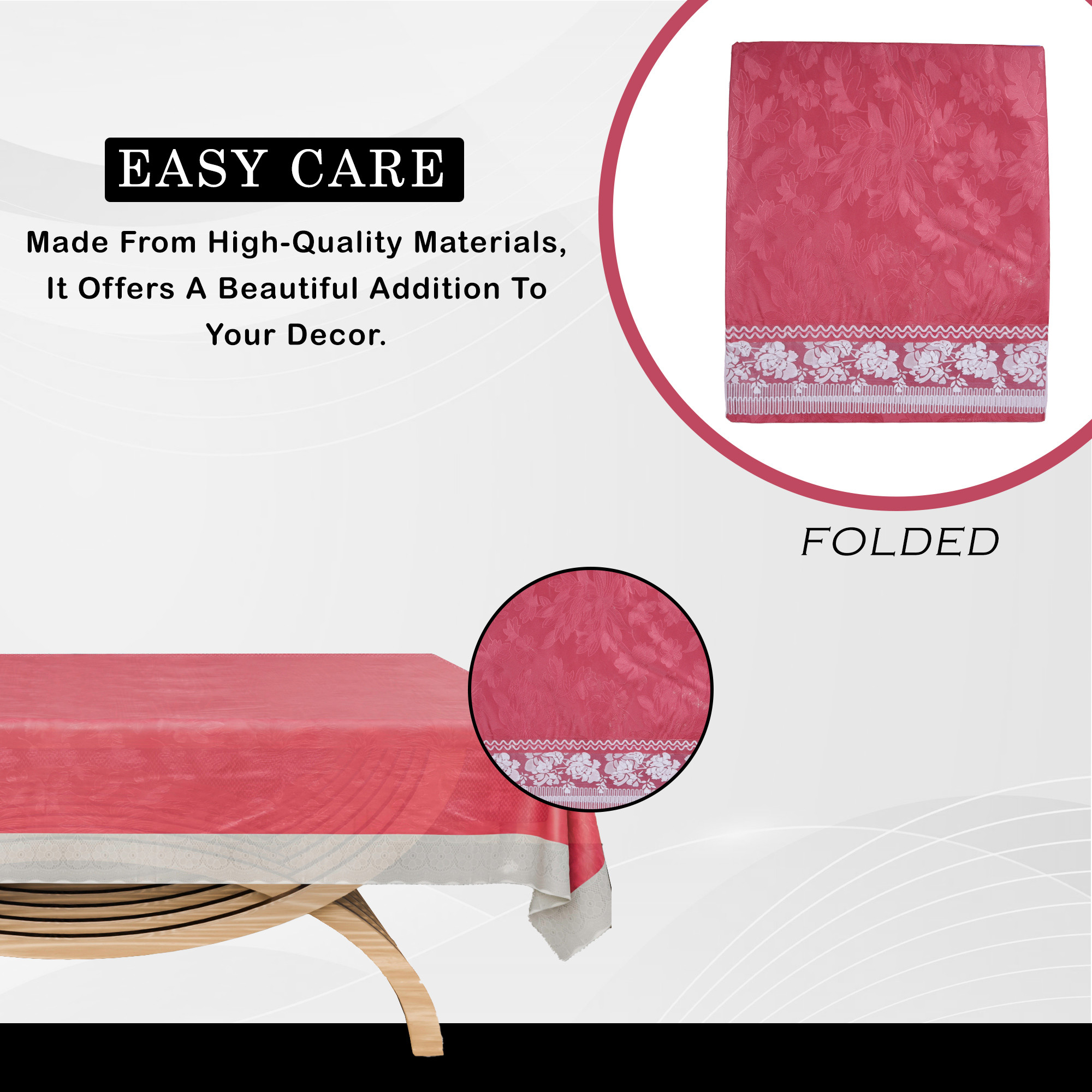 Kuber Industries Center Table Cover  40x60 Inch  PVC Table Cloth  4 Seater Kitchen Table Cloth  Tabletop Cover  Tea Table Cover  Decorative Table Cover  Self Design  Pink
