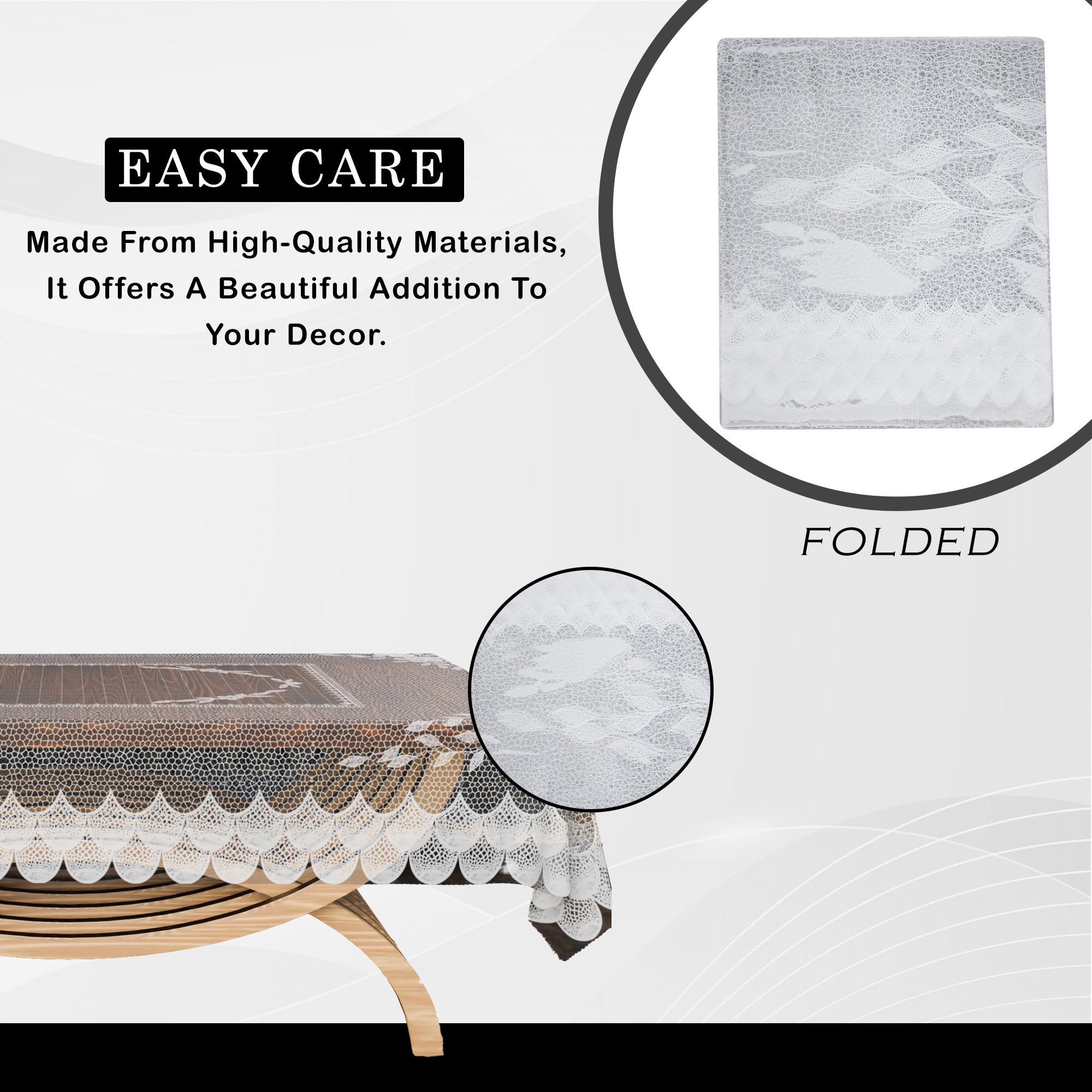 Kuber Industries Center Table Cover  40x60 Inch  Tabletop Cover  Decorative Table Cover  Tea Table Cover  PVC Table Cloth  4 Seater Kitchen Table Cloth  Self Transparent  White
