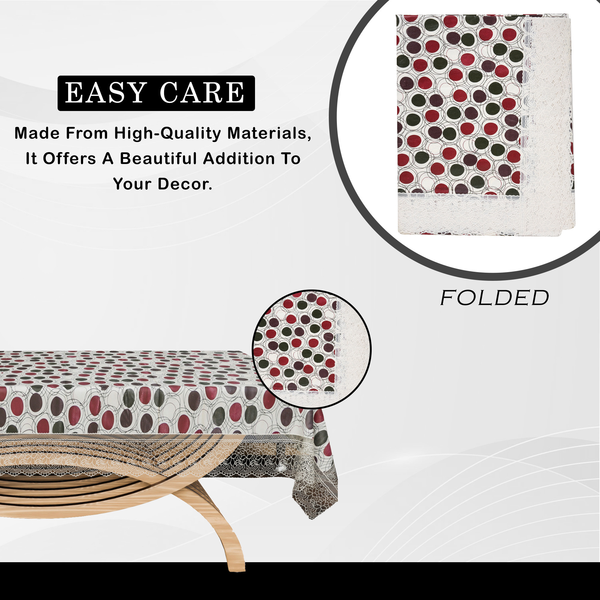 Kuber Industries Center Table Cover  40x60 Inch  Tabletop Cover  PVC Table Cloth  Decorative Table Cover  Tea Table Cover  4 Seater Kitchen Table Cloth  Dot Design  Multicolor