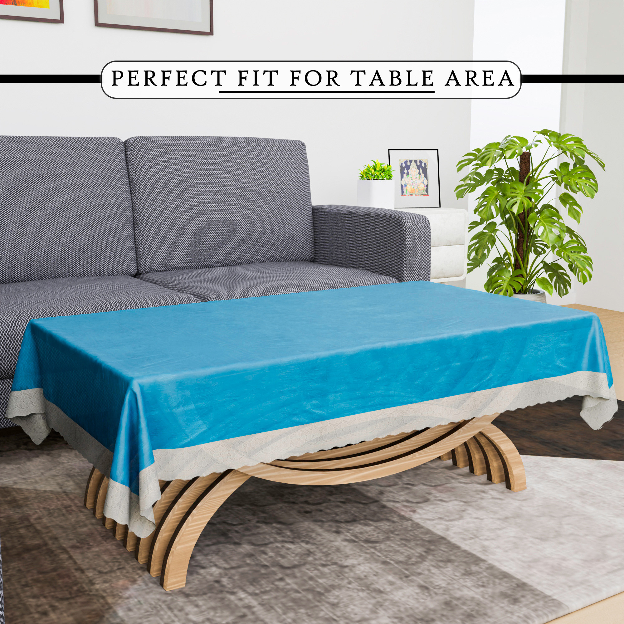 Kuber Industries Center Table Cover  40x60 Inch  Tabletop Cover  Tea Table Cover  4 Seater Kitchen Table Cloth  PVC Table Cloth  Decorative Table Cover  Self Design  Green