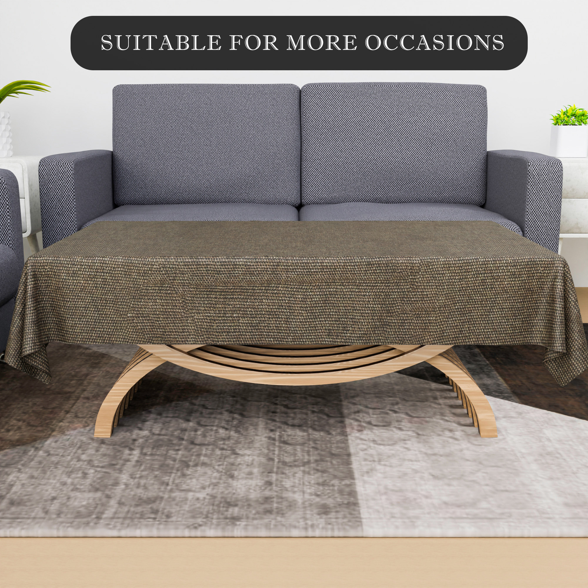 Kuber Industries Center Table Cover  40x60 Inch  Tabletop Cover  Tea Table Cover  Decorative Table Cover  4 Seater Kitchen Table Cloth  Jute Fabric Table Cloth  Study Table Cloth  Brown